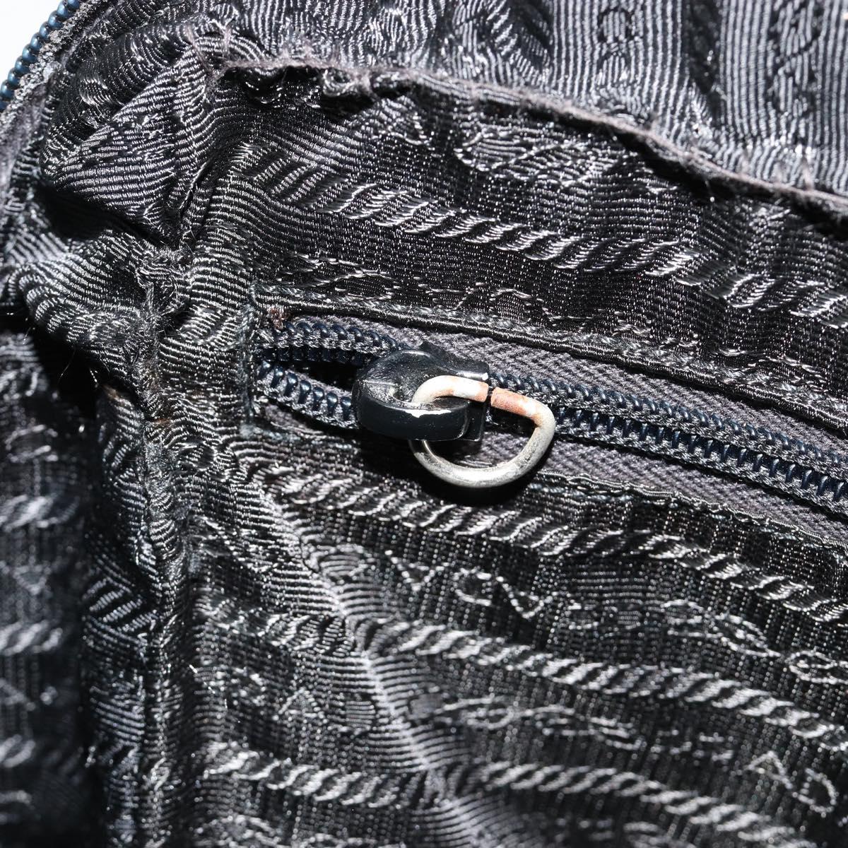 PRADA Shoulder Bag Nylon Black Silver Auth 179291