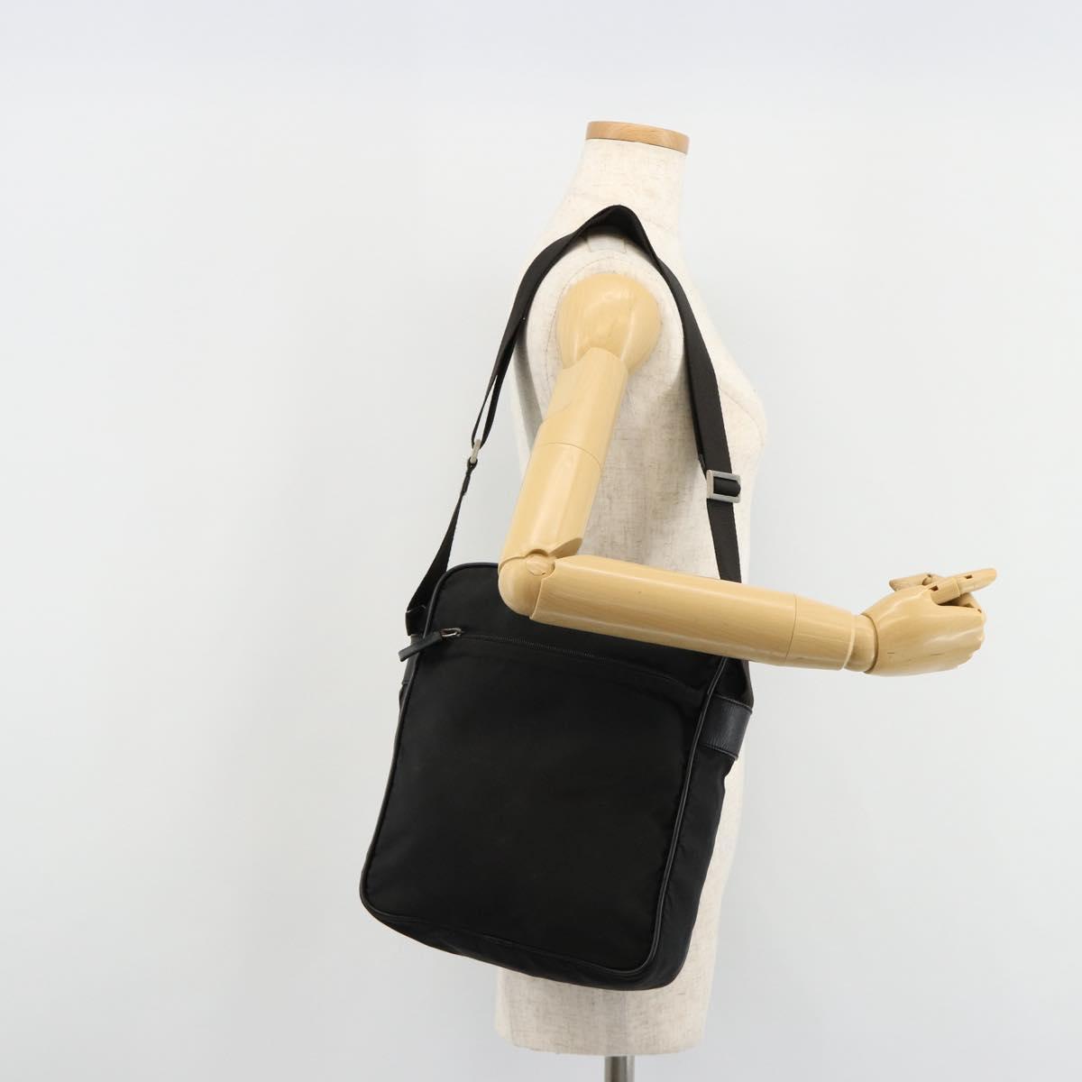 PRADA Shoulder Bag Nylon Black Silver Auth 179291