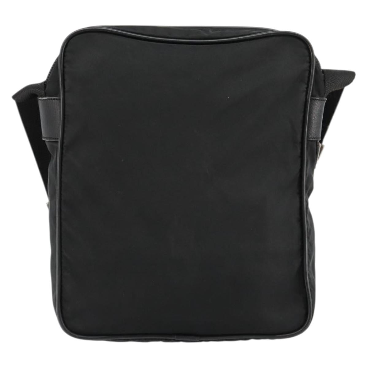 PRADA Shoulder Bag Nylon Black Silver Auth 179291
