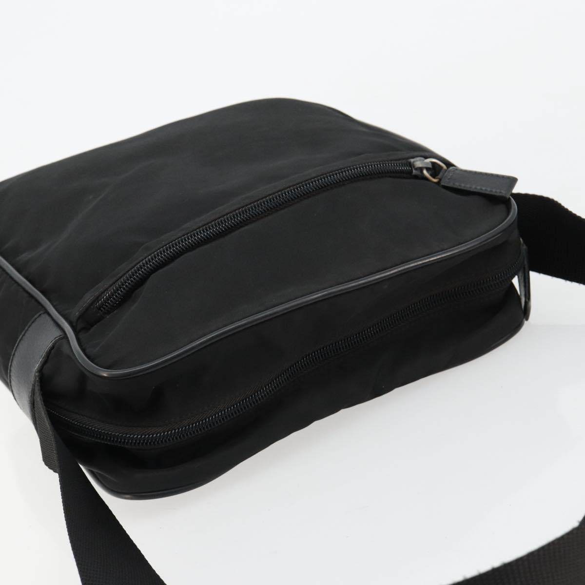 PRADA Shoulder Bag Nylon Black Silver Auth 179291