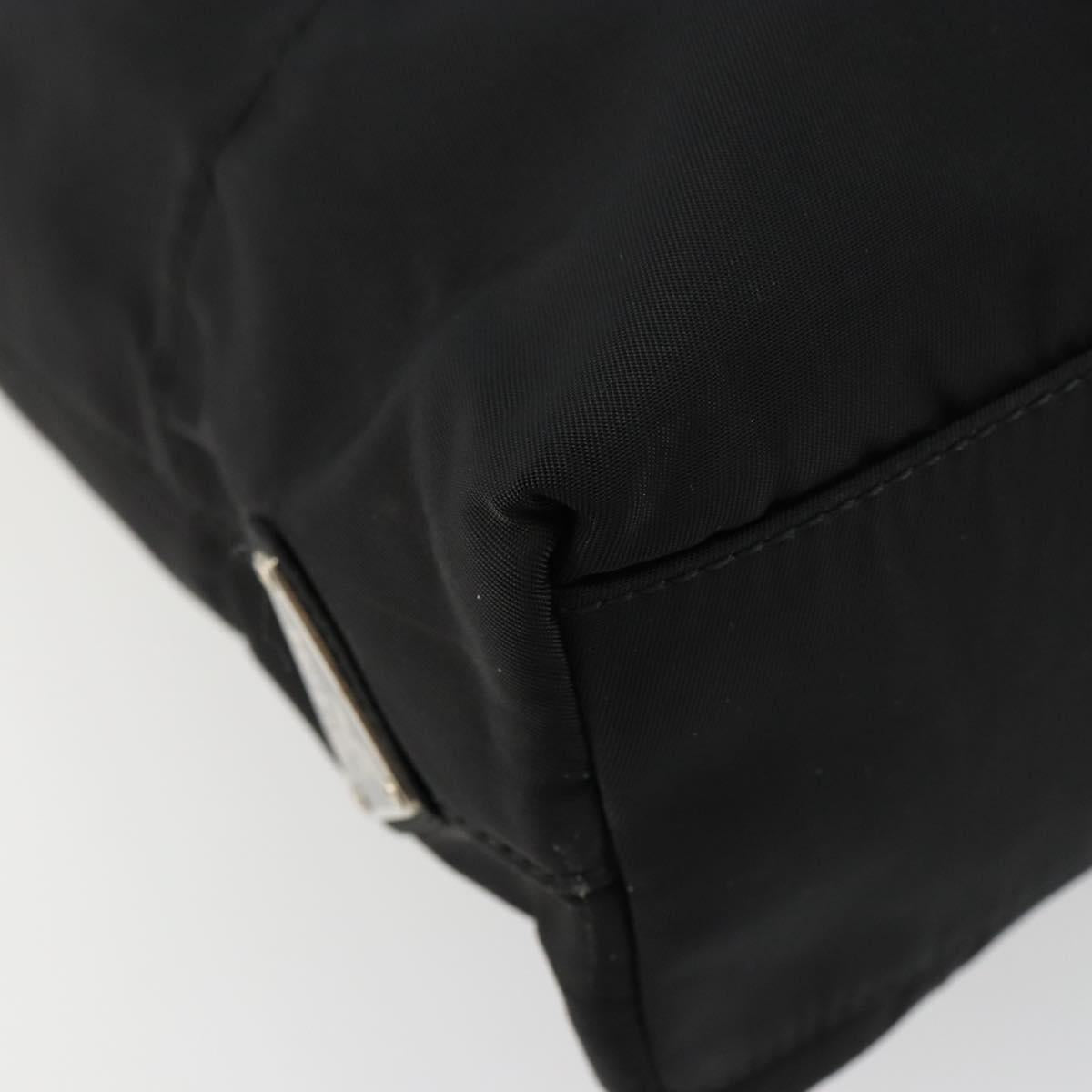 PRADA Chain Shoulder Bag Nylon Black Silver Auth 179294