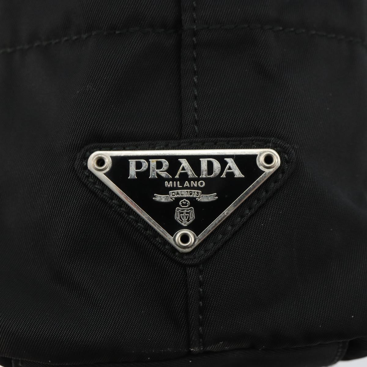 PRADA Chain Shoulder Bag Nylon Black Silver Auth 179294