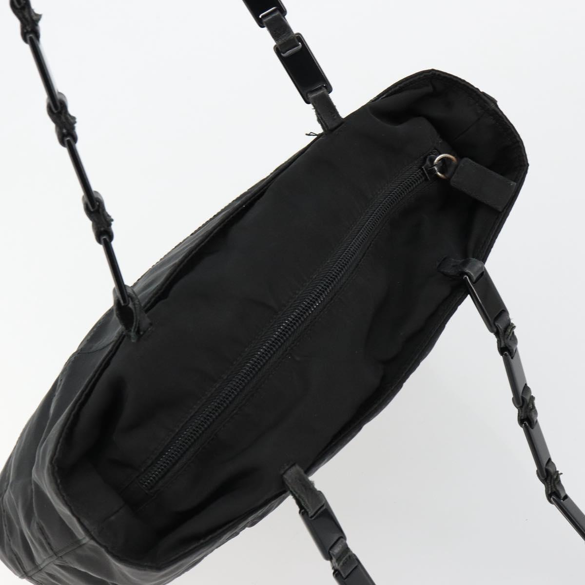 PRADA Chain Shoulder Bag Nylon Black Silver Auth 179294