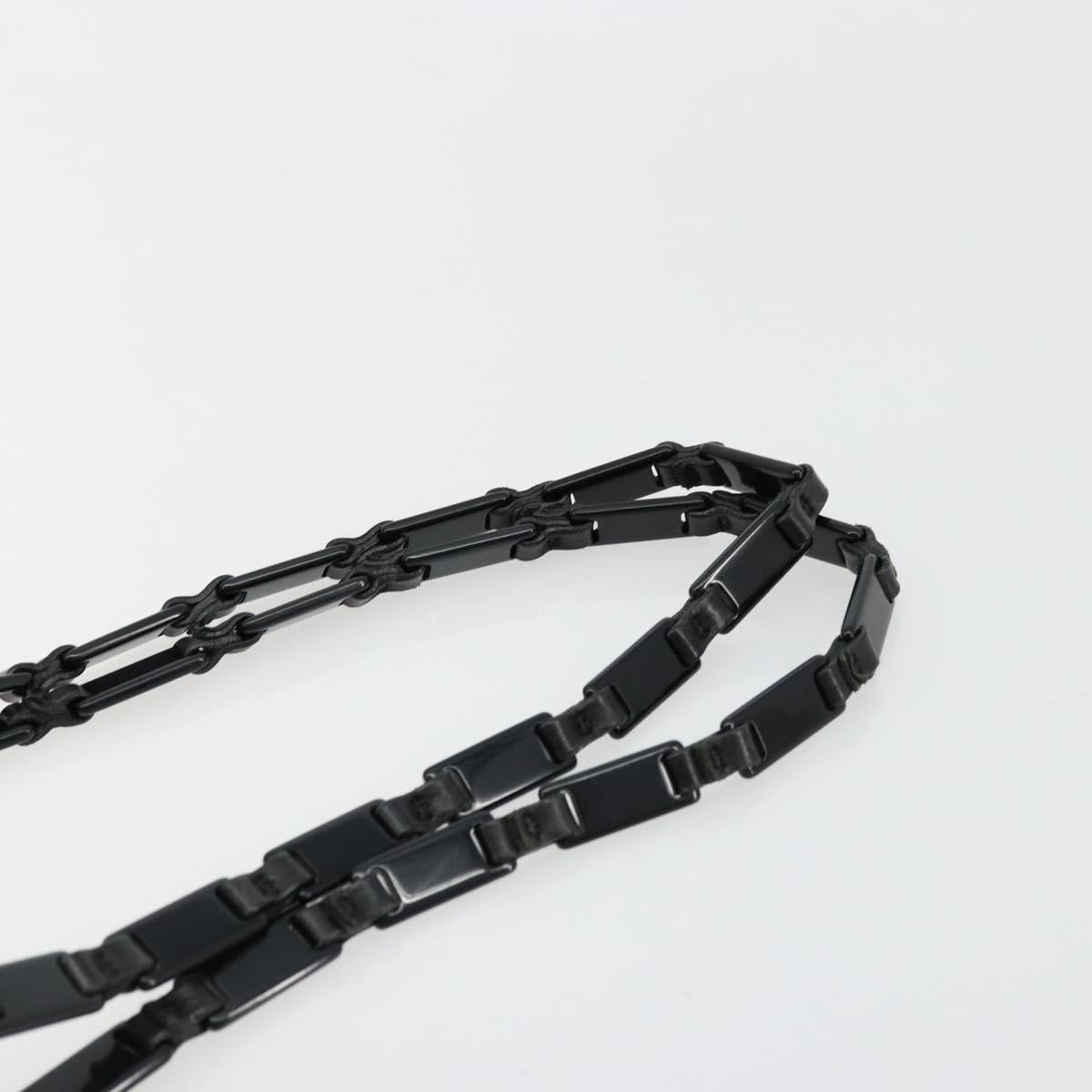 PRADA Chain Shoulder Bag Nylon Black Silver Auth 179294
