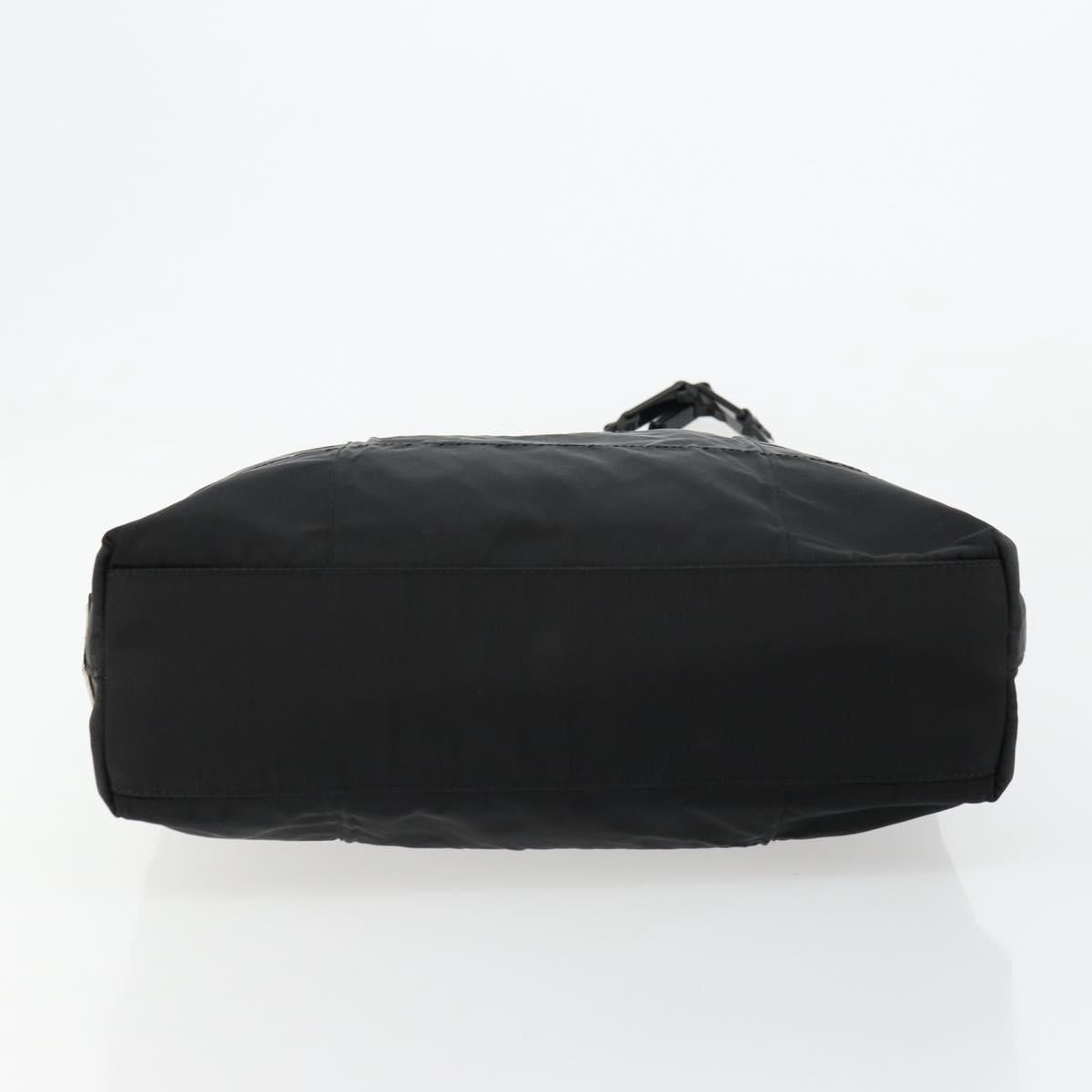 PRADA Chain Shoulder Bag Nylon Black Silver Auth 179294