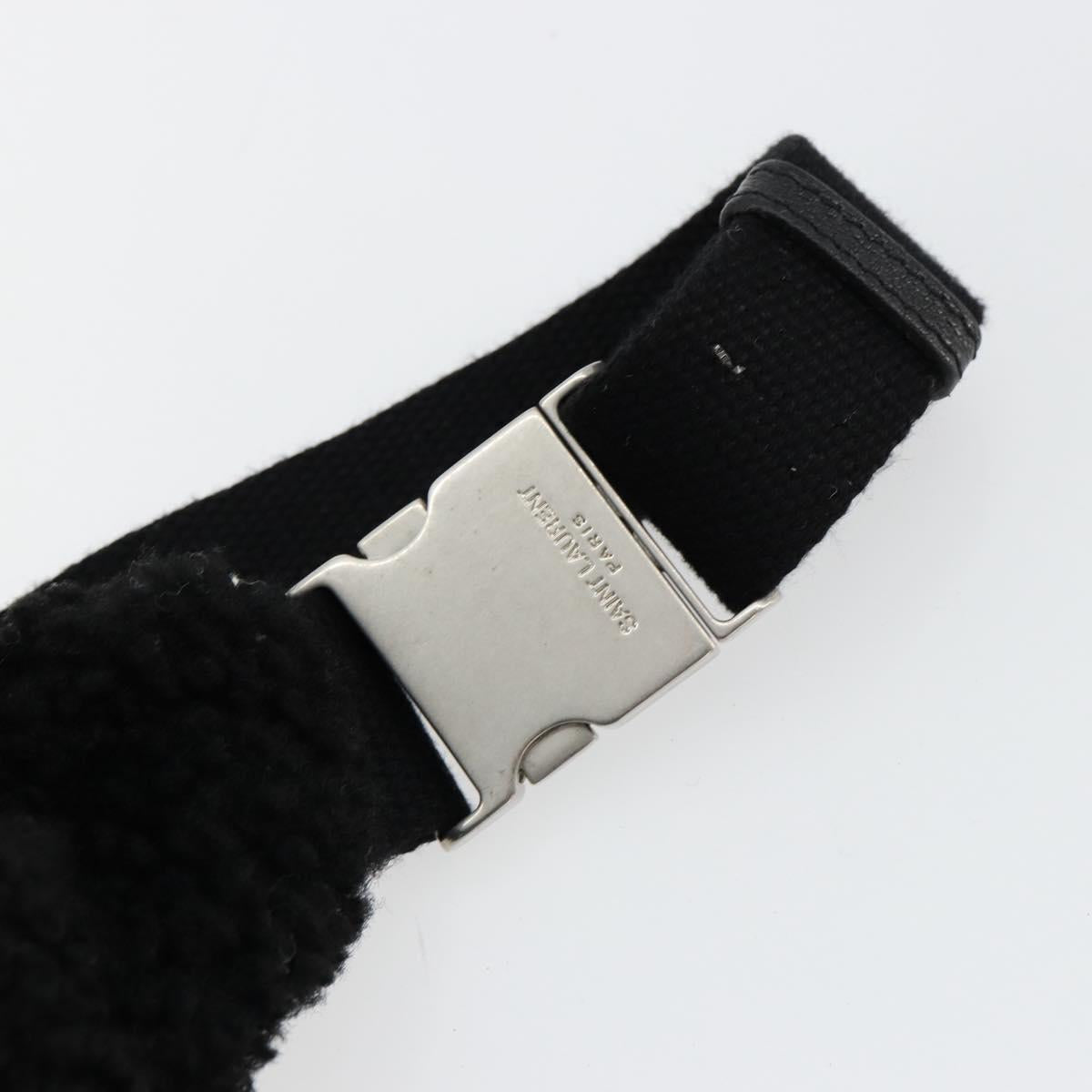 SAINT LAURENT Bore Waist bag Cotton Black Silver Auth 179295A