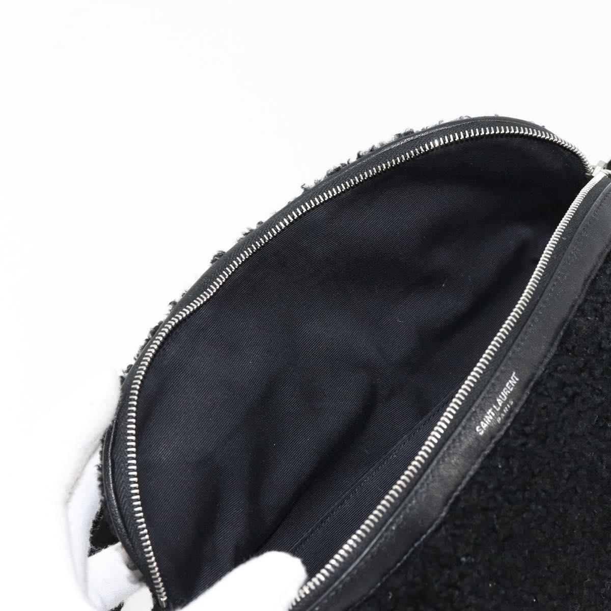 SAINT LAURENT Bore Waist bag Cotton Black Silver Auth 179295A