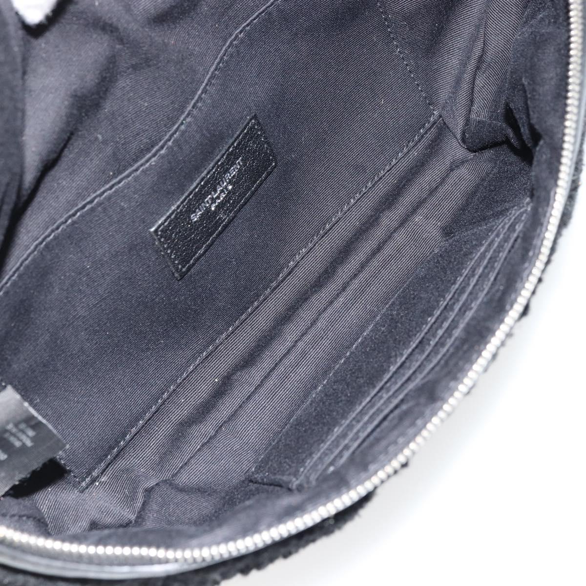 SAINT LAURENT Bore Waist bag Cotton Black Silver Auth 179295A