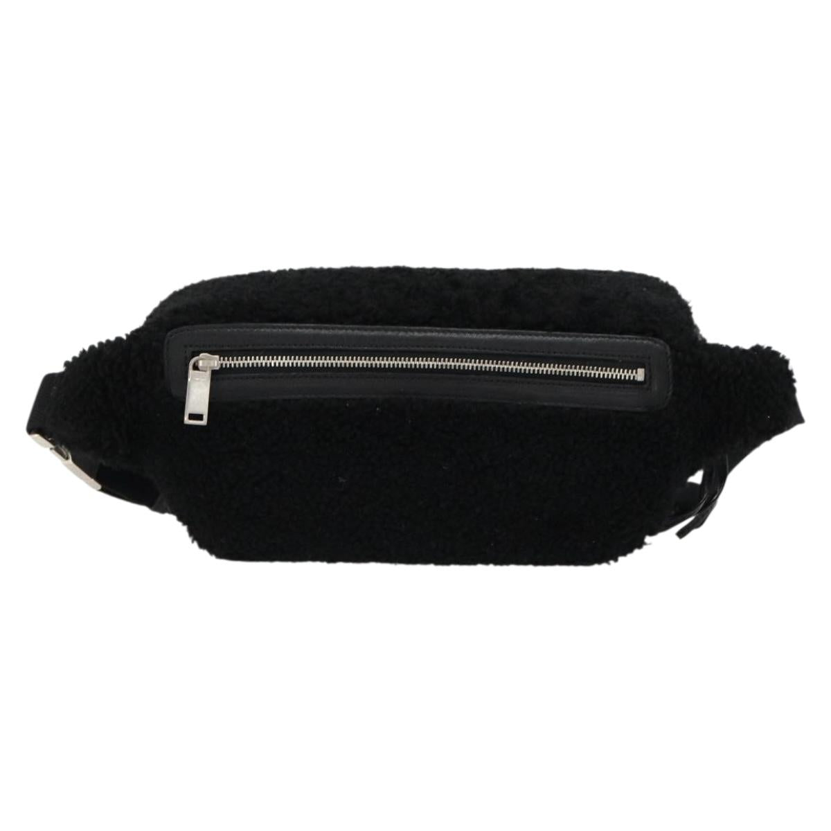 SAINT LAURENT Bore Waist bag Cotton Black Silver Auth 179295A