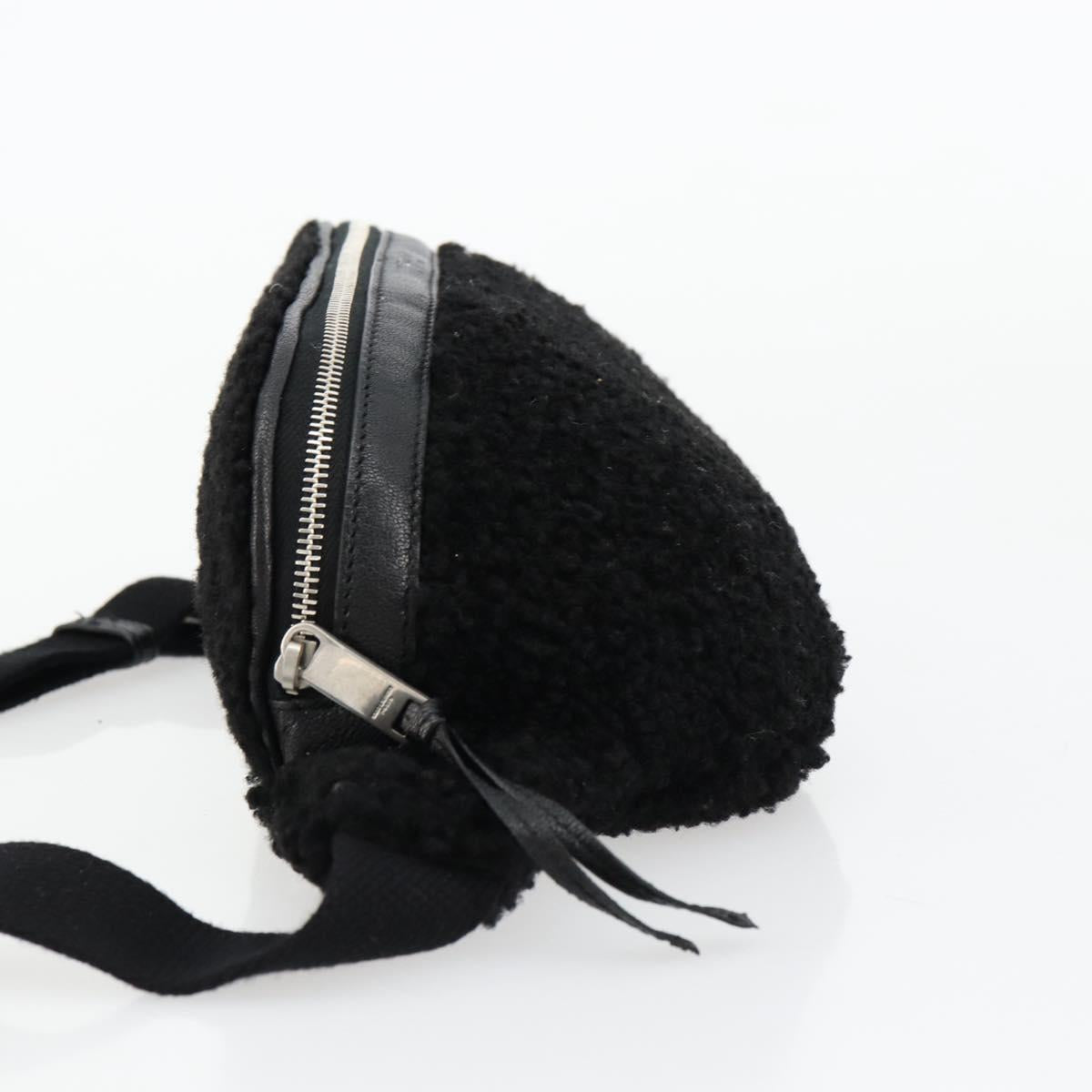 SAINT LAURENT Bore Waist bag Cotton Black Silver Auth 179295A
