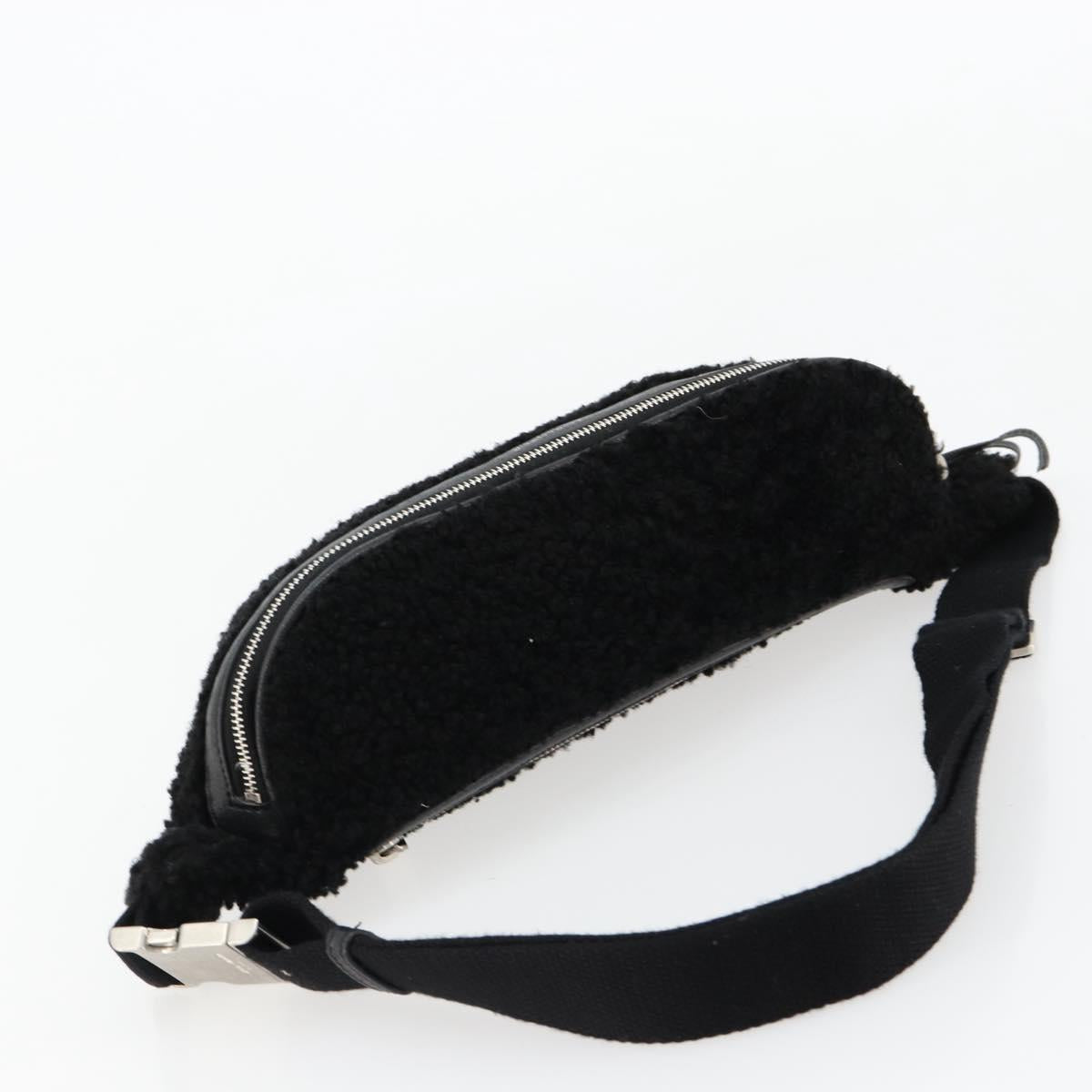 SAINT LAURENT Bore Waist bag Cotton Black Silver Auth 179295A
