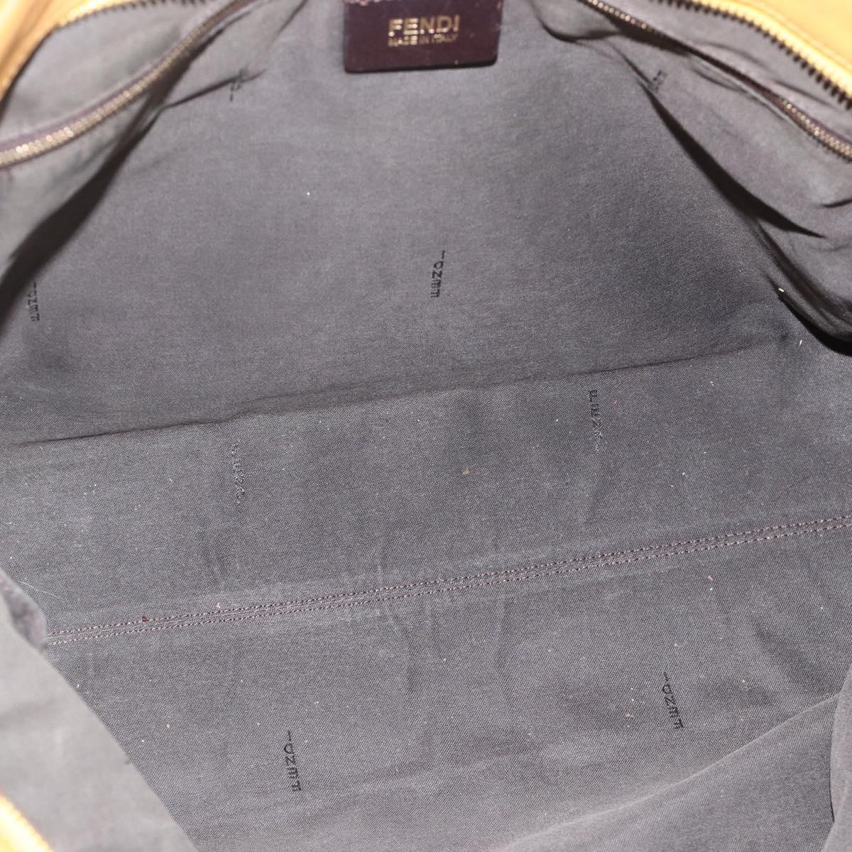 FENDI Pecan Canvas Tote Bag Brown Black Auth 179296