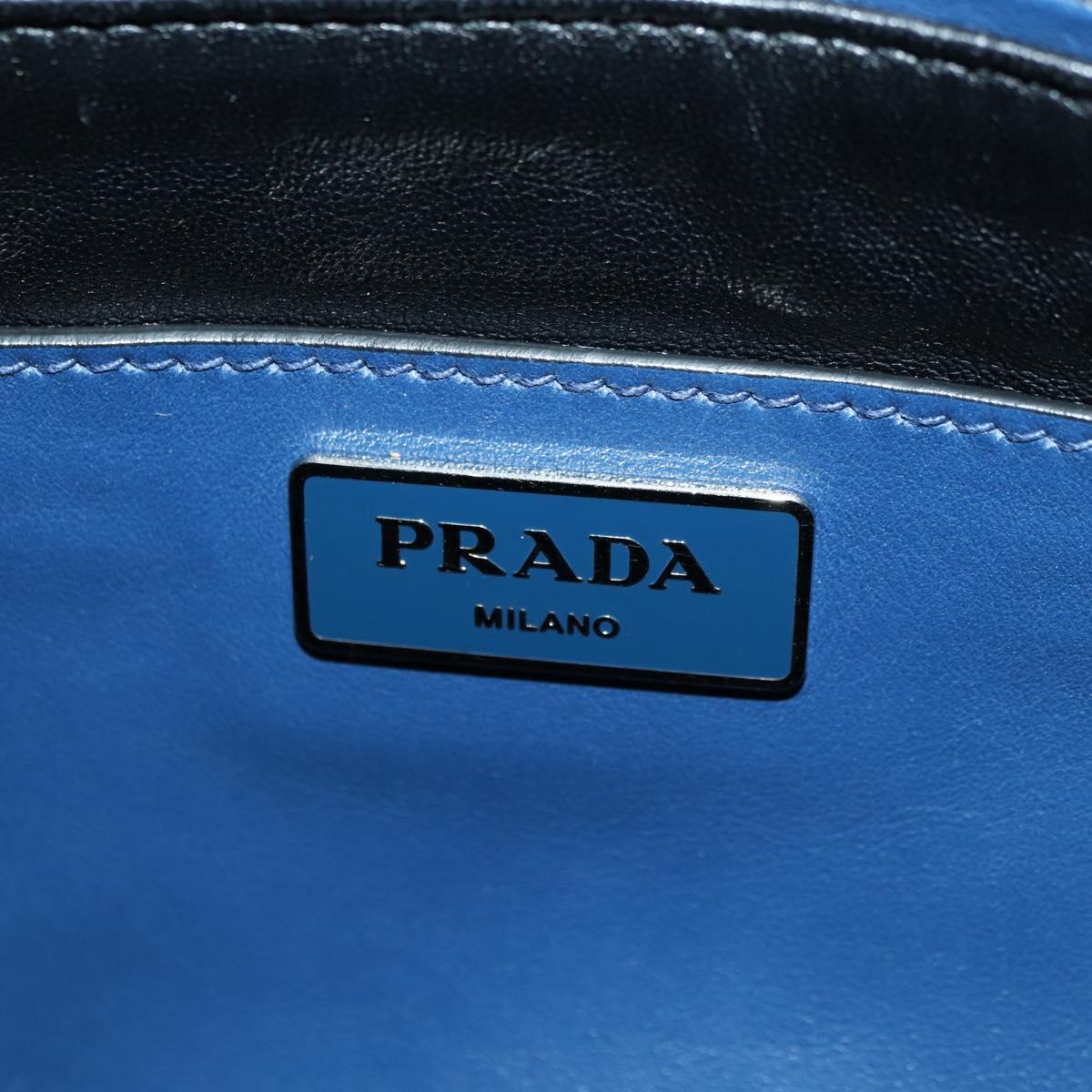 PRADA Shoulder Bag Leather 2way Navy Silver Auth 179301M