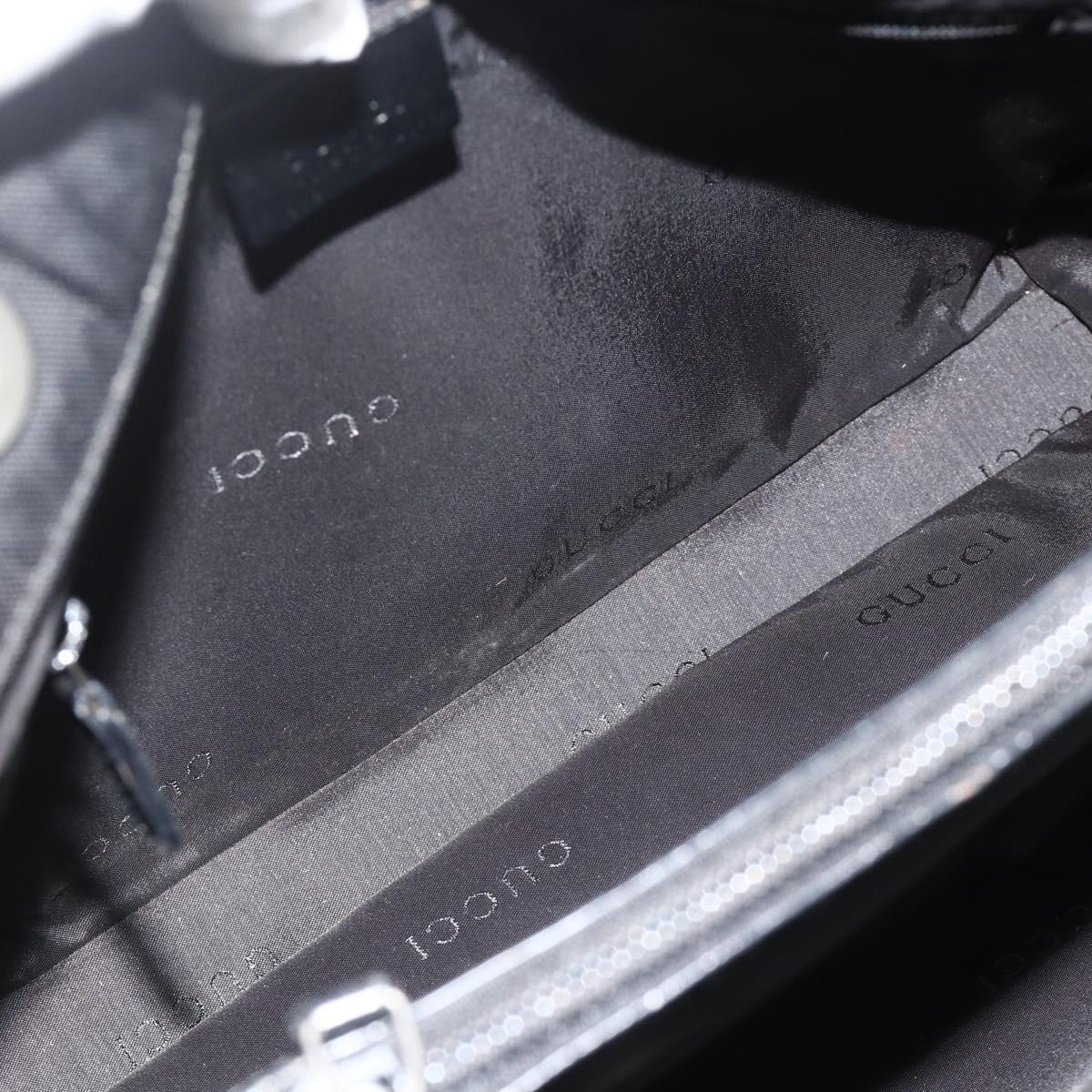GUCCI Bamboo Hand Bag Nylon Black Silver 002 1016 Auth 179302