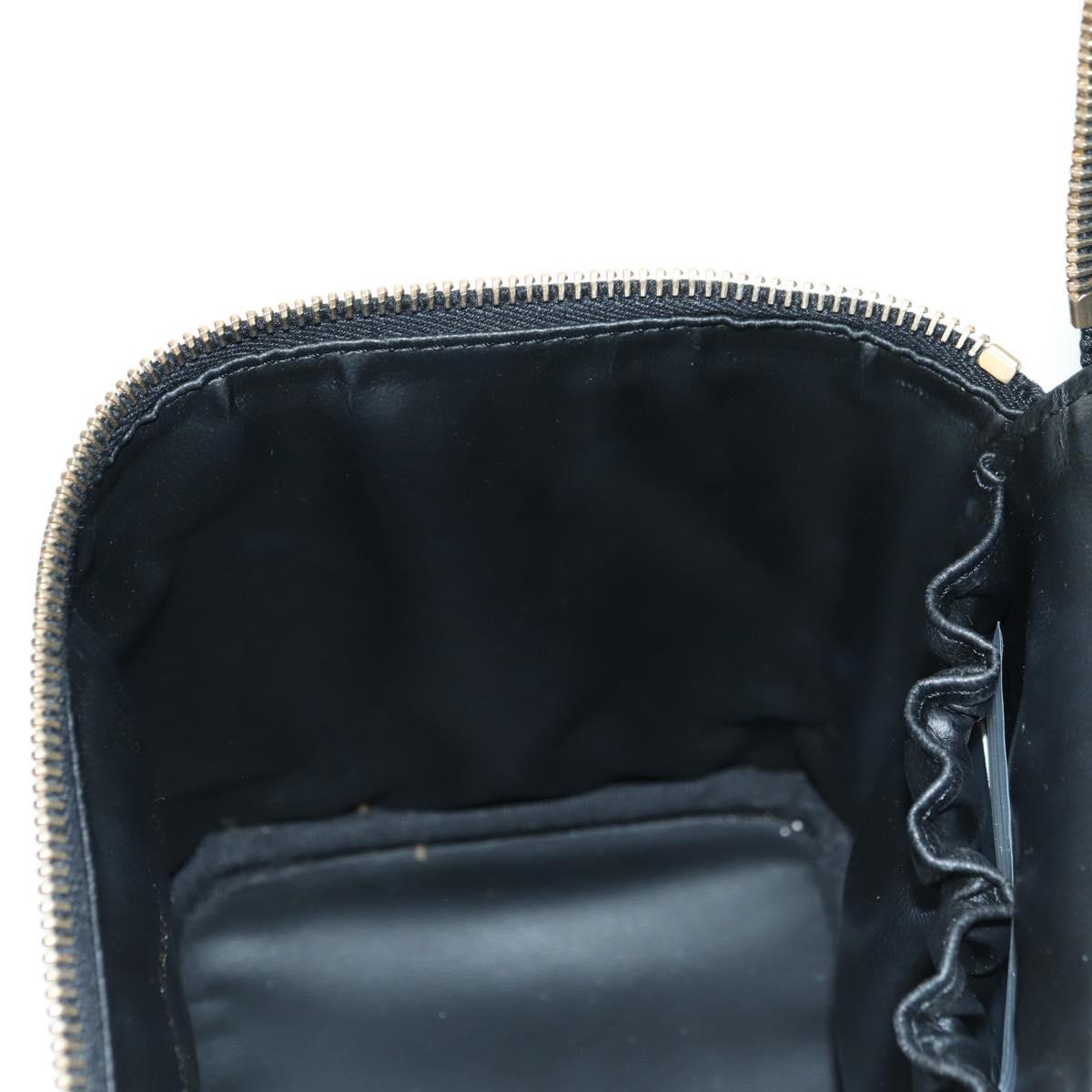 CHANEL Vanity Hand Bag Caviar Skin Black Gold CC Auth 179303SAV