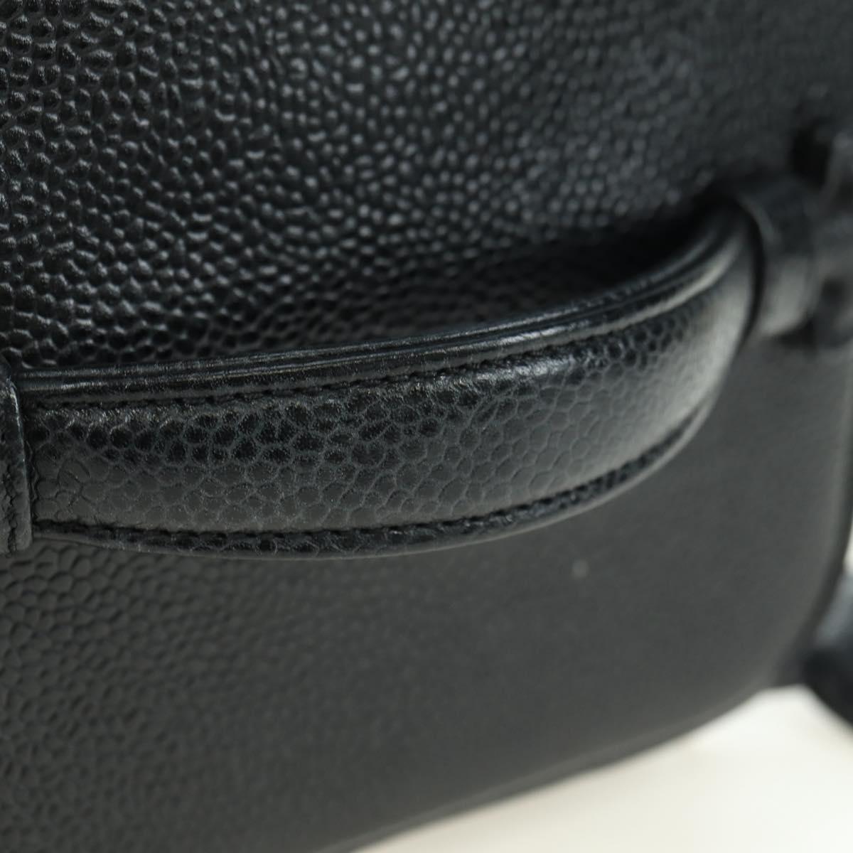 CHANEL Vanity Hand Bag Caviar Skin Black Gold CC Auth 179303SAV