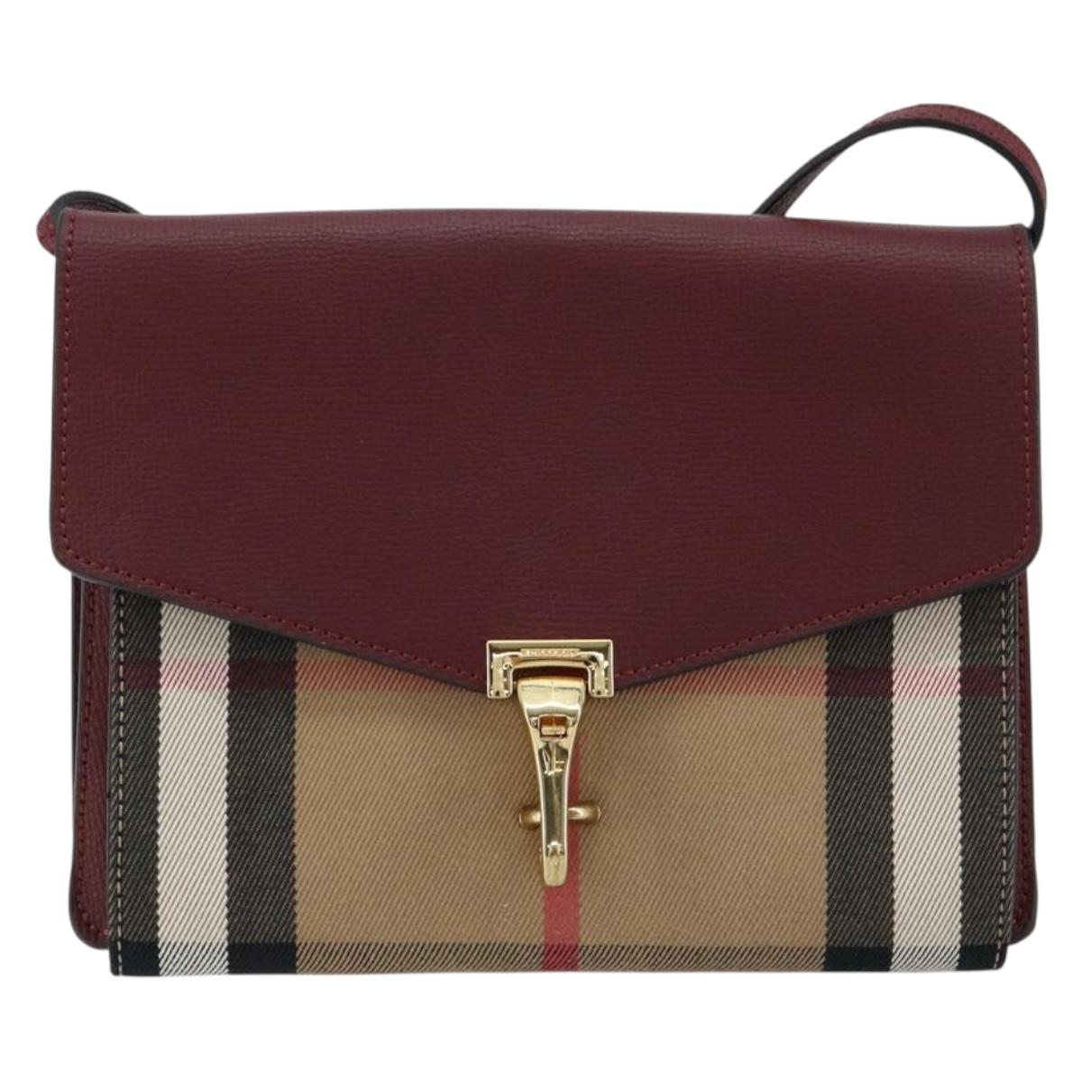 BURBERRY Nova Check Shoulder Bag Canvas Beige Gold Auth 179304