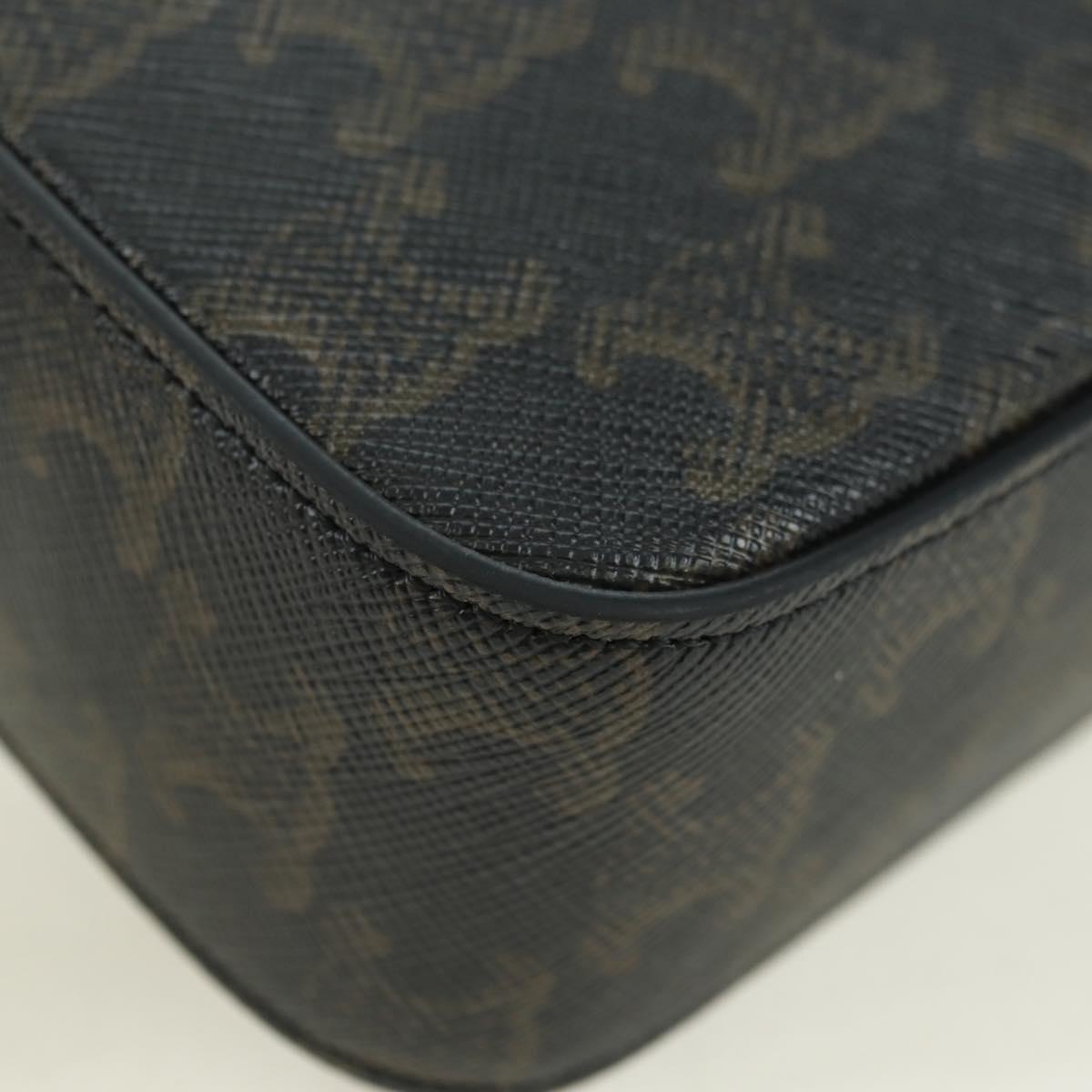 CELINE Triomphe Shoulder Bag PVC Leather Black Silver Auth 179311M