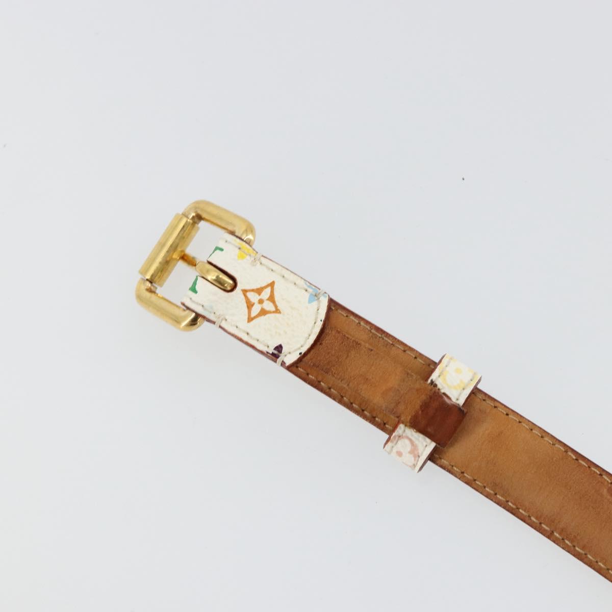 LOUIS VUITTON Monogram Multicolor Ceinture Care Belt White M9272W LV Auth 179316