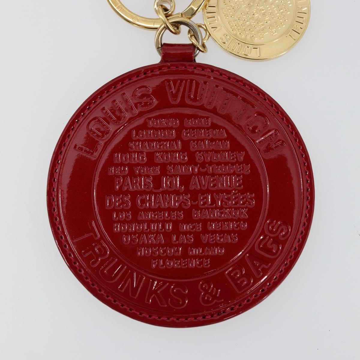 LOUIS VUITTON Vernis Porte Cles Ron T&B Key Holder Red M93605 LV Auth 179318A