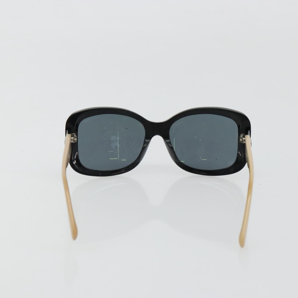 CHANEL COCO Mark Sunglasses plastic Beige Black CC Auth 179322