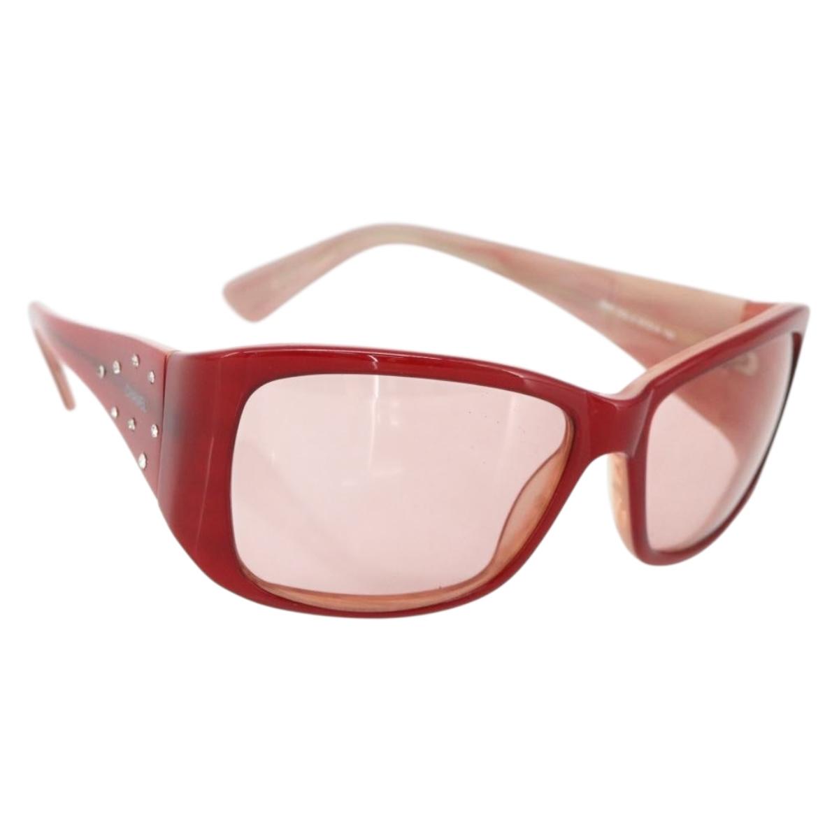 CHANEL Sunglasses plastic Red CC Auth 179323A
