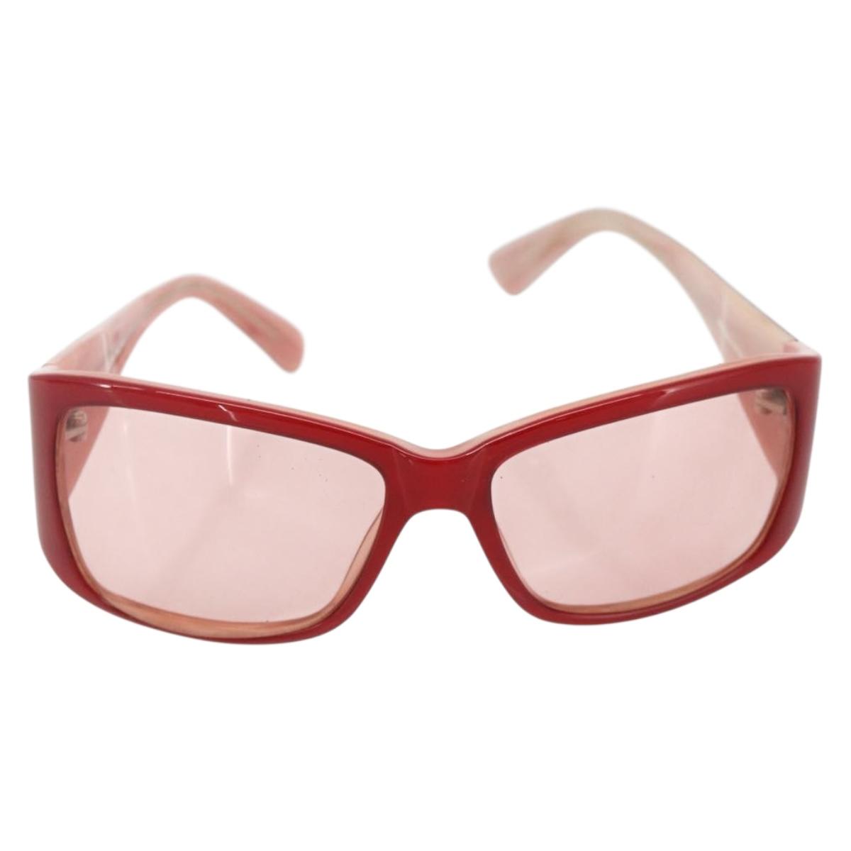 CHANEL Sunglasses plastic Red CC Auth 179323A