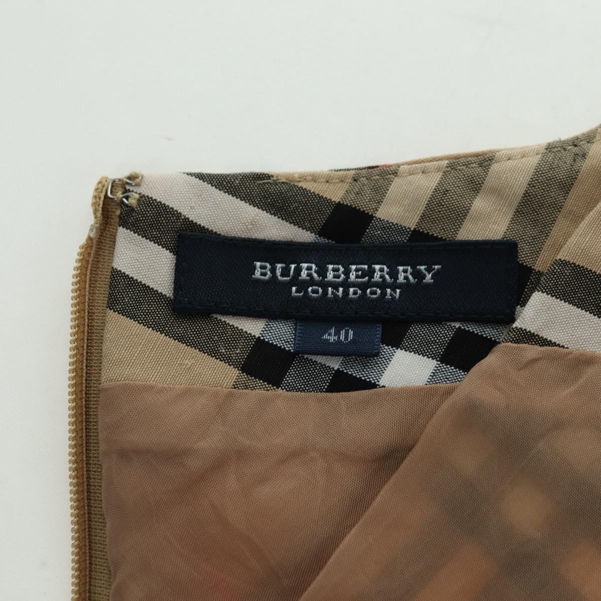 BURBERRY One Piece Nova Check Linen Rayon Beige Auth 179324A