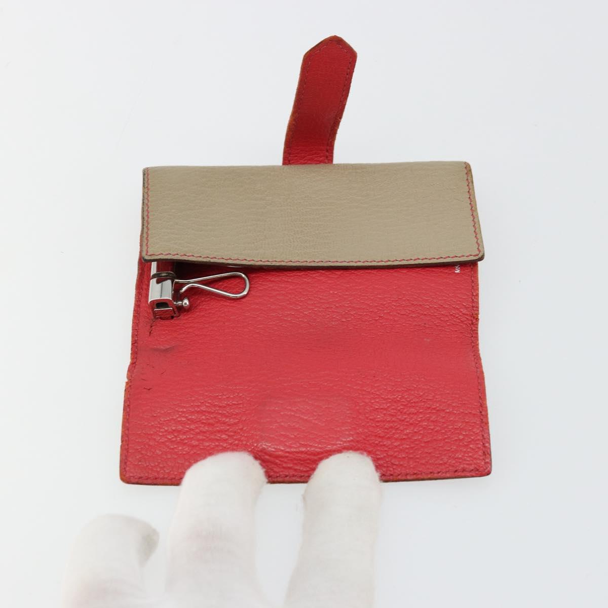 HERMES Baan Key Case Leather Beige Auth 179332