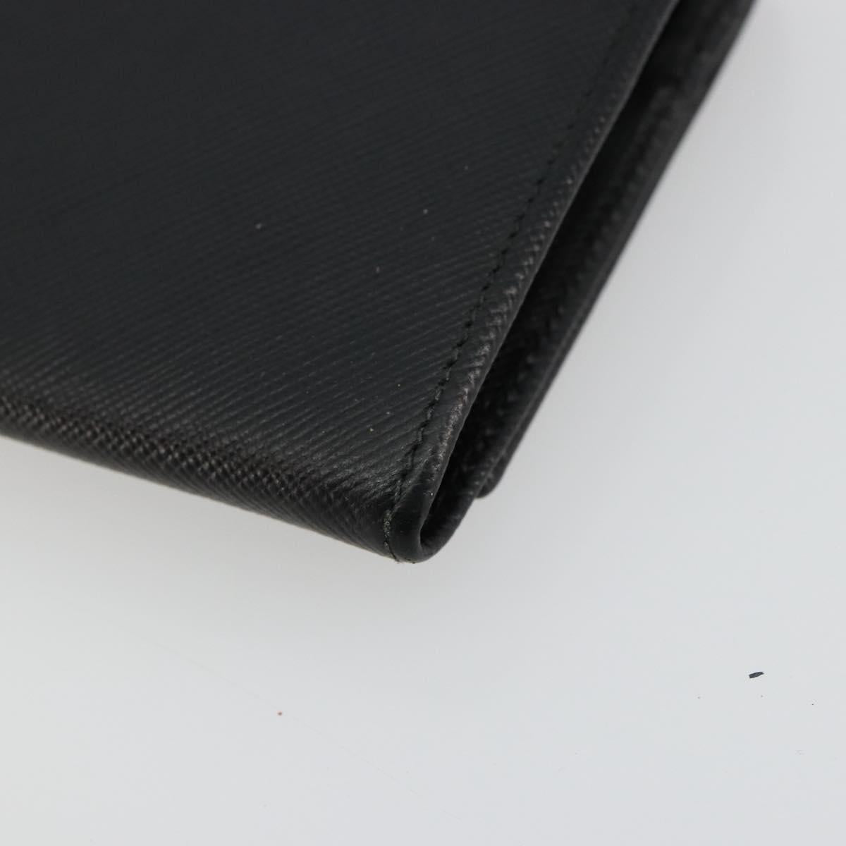PRADA Long Wallet Safiano leather Black Silver Auth 179333A