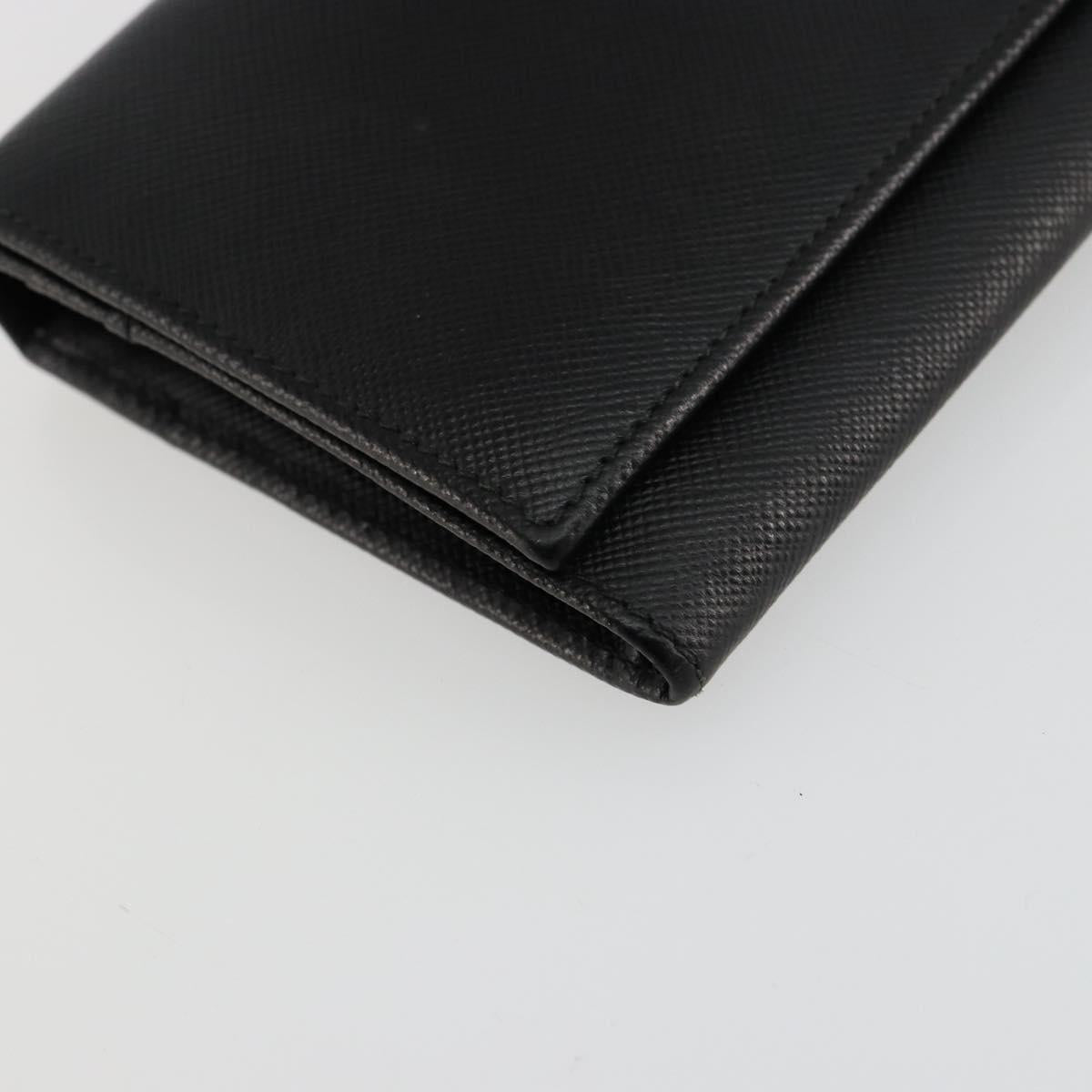PRADA Long Wallet Safiano leather Black Silver Auth 179333A