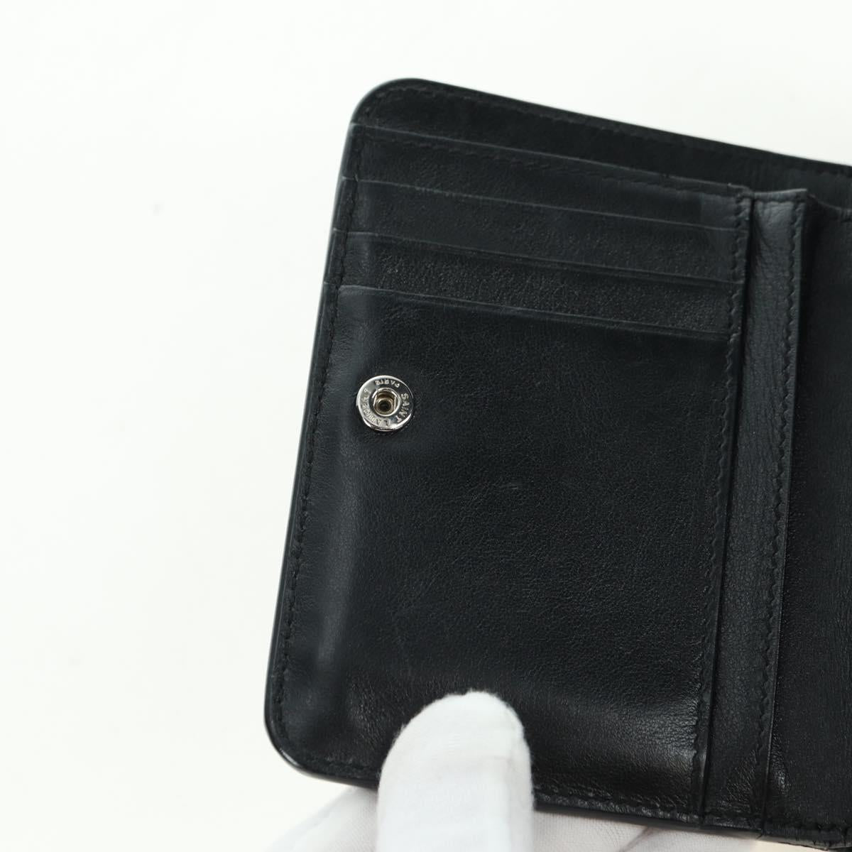 SAINT LAURENT Cassandra Compact Wallet Croco Embossing Black Auth 179335M