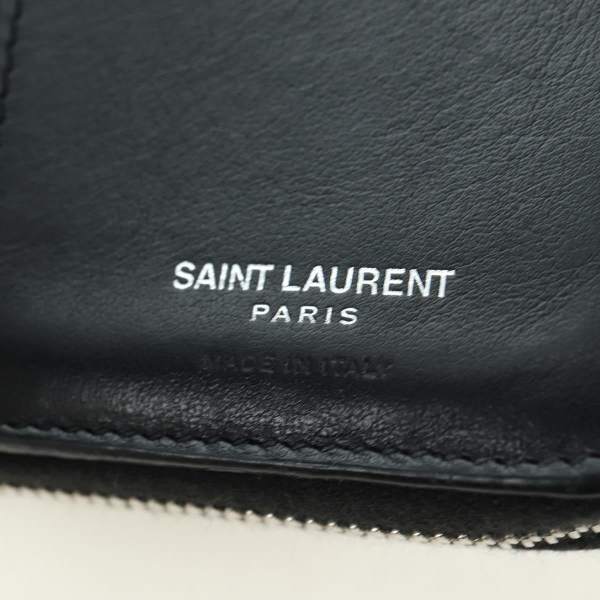 SAINT LAURENT Cassandra Compact Wallet Croco Embossing Black Auth 179335M