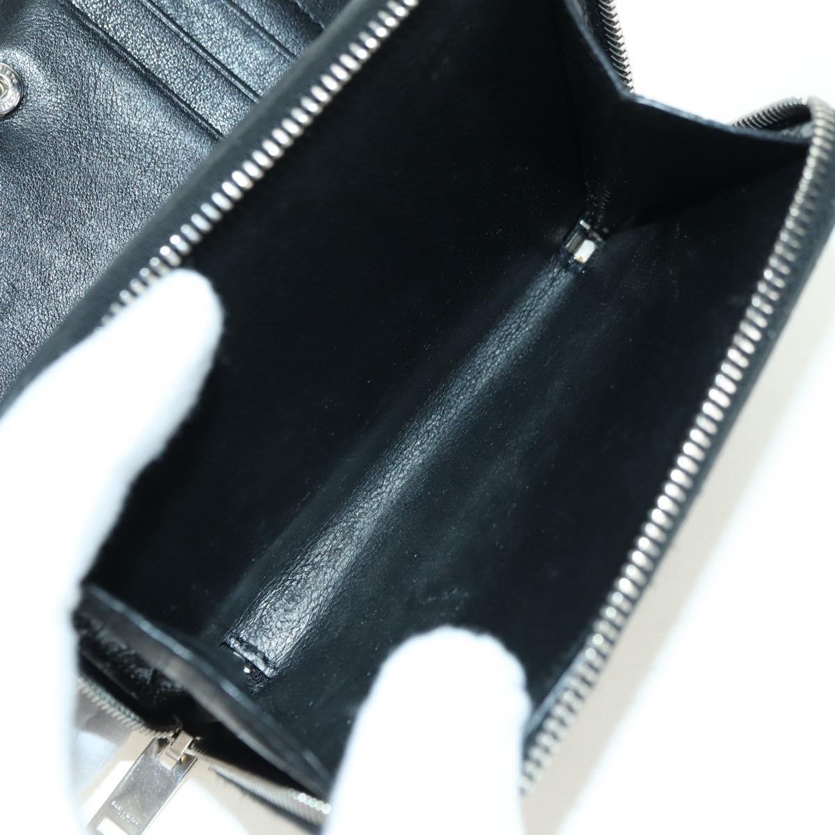 SAINT LAURENT Cassandra Compact Wallet Croco Embossing Black Auth 179335M