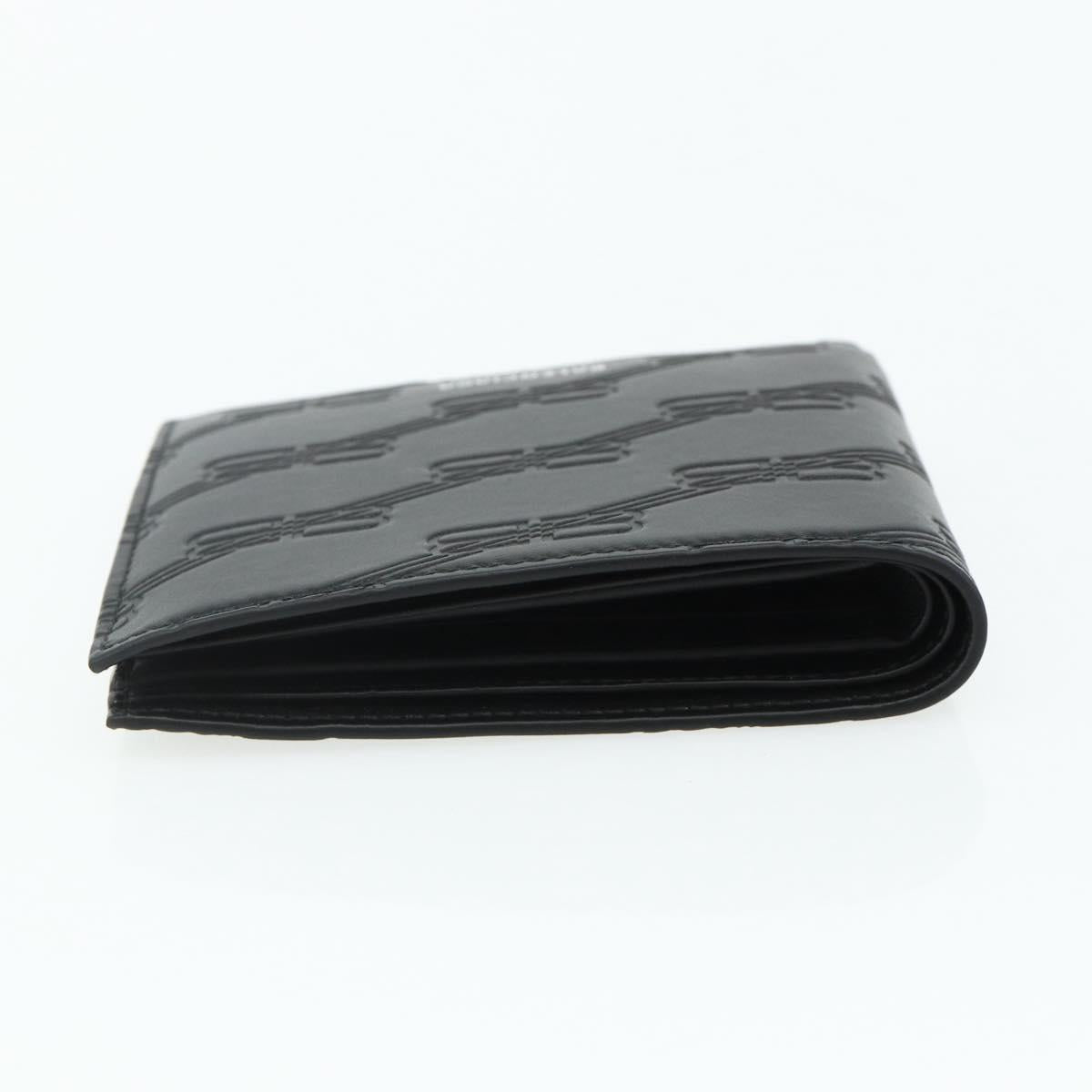 BALENCIAGA Compact Wallet Leather Black 721940 Auth 179338A