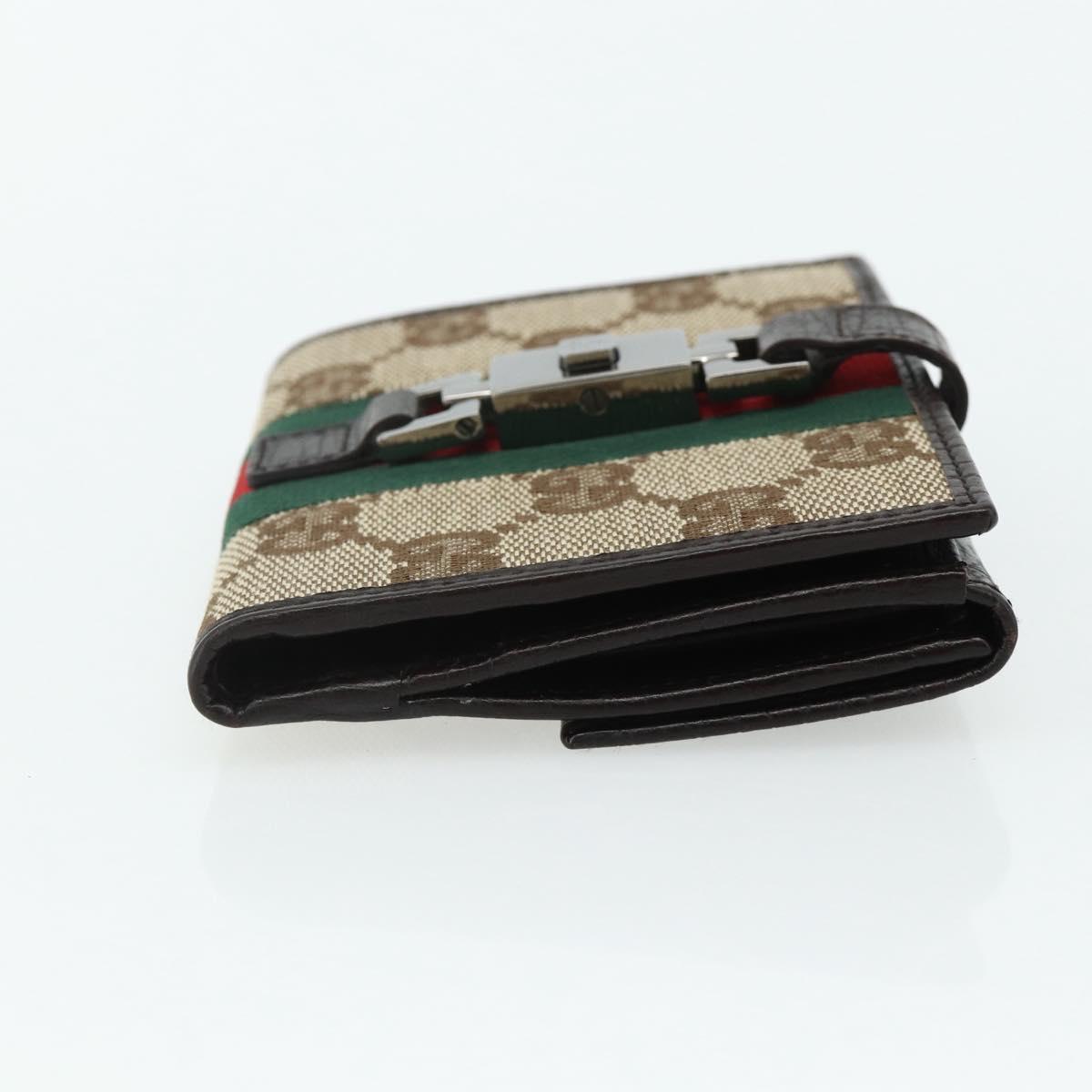 GUCCI GG Canvas Jackie Web Sherry Line Wallet Beige Red Green Auth 179340A