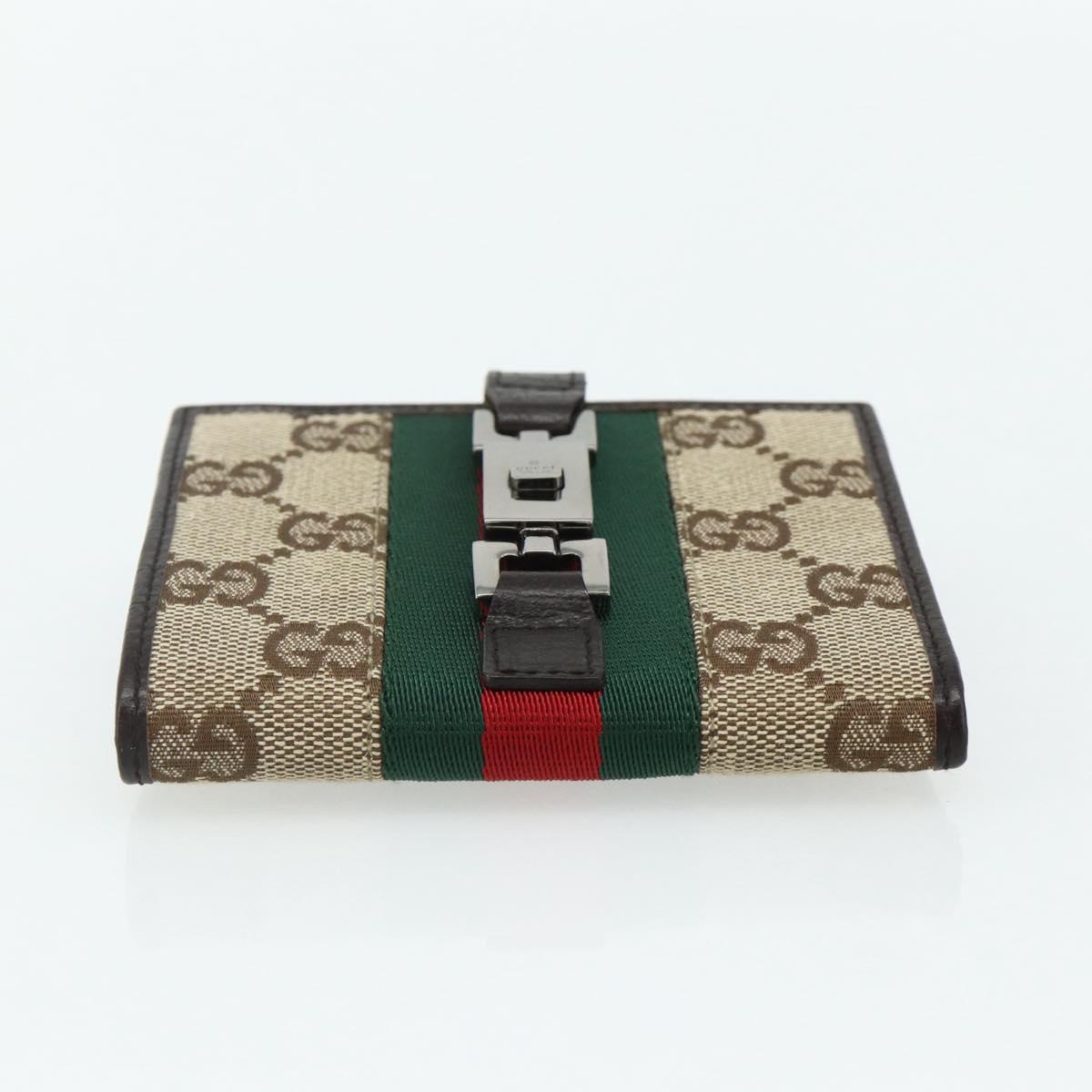 GUCCI GG Canvas Jackie Web Sherry Line Wallet Beige Red Green Auth 179340A