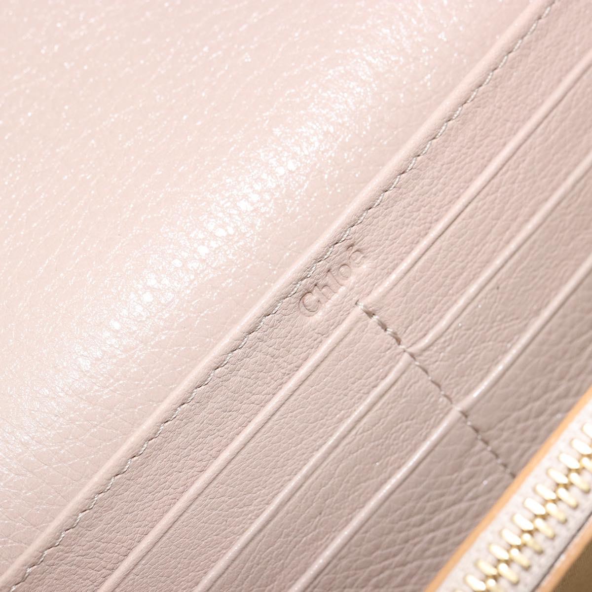 Chloe Lily Long Wallet Leather Pink Gold Auth 179343A