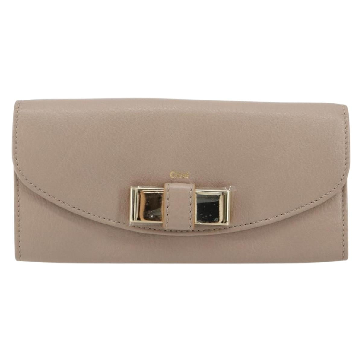 Chloe Lily Long Wallet Leather Pink Gold Auth 179343A