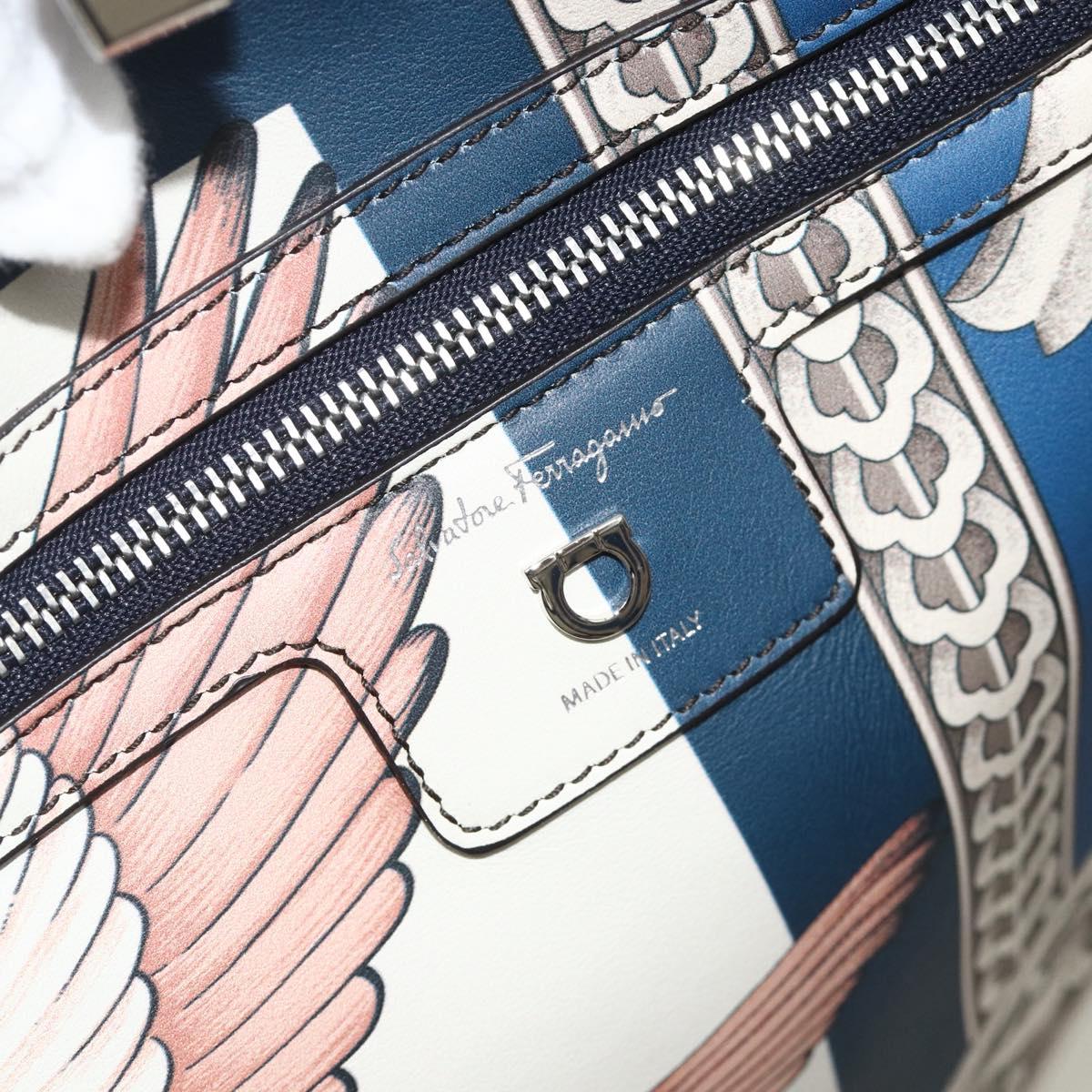 Salvatore Ferragamo Gancini Tote Bag Leather Multicolor Silver Auth 179348A