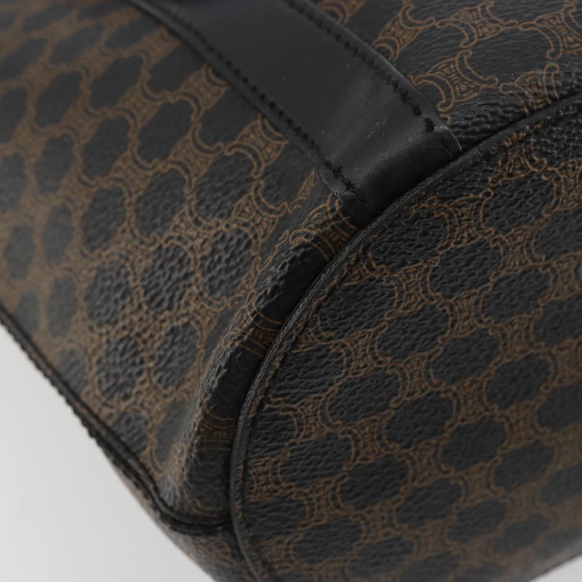 CELINE Macadam Canvas Tote Bag PVC Leather Black Gold Auth 179349
