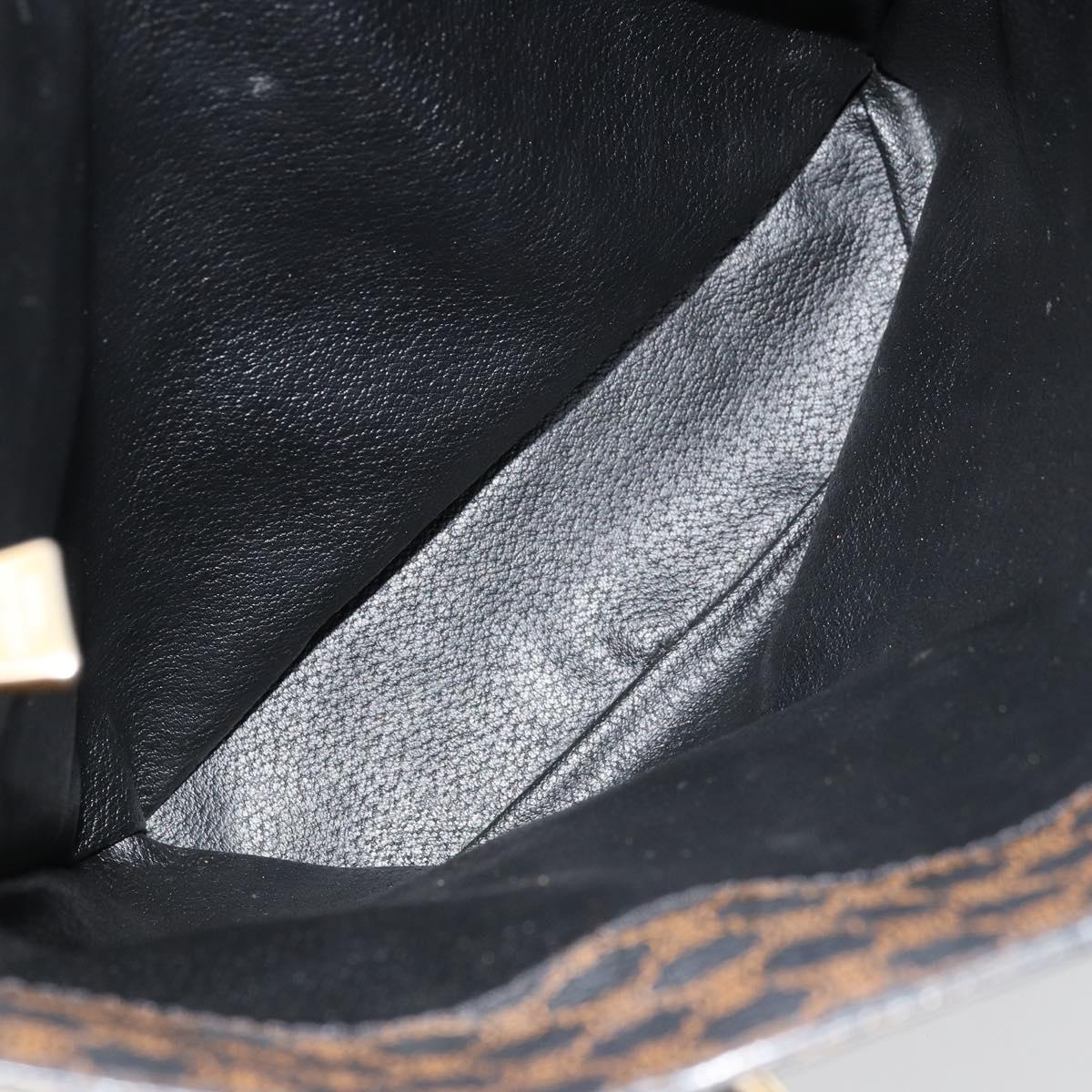 CELINE Macadam Canvas Tote Bag PVC Leather Black Gold Auth 179349