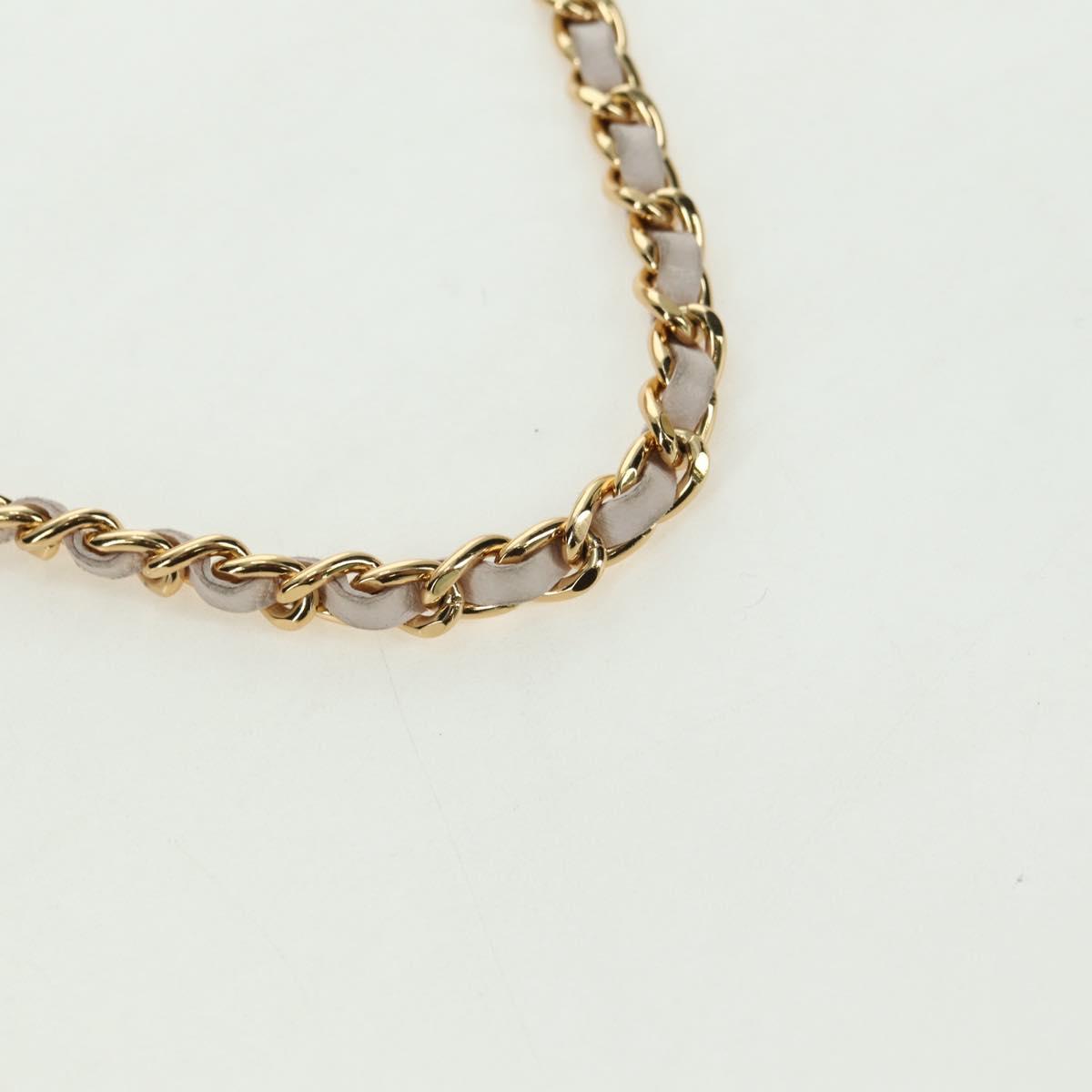 CHANEL Choco Bar Icon Chain Shoulder Bag Lamb Skin Gold Pink CC Auth 179351SV