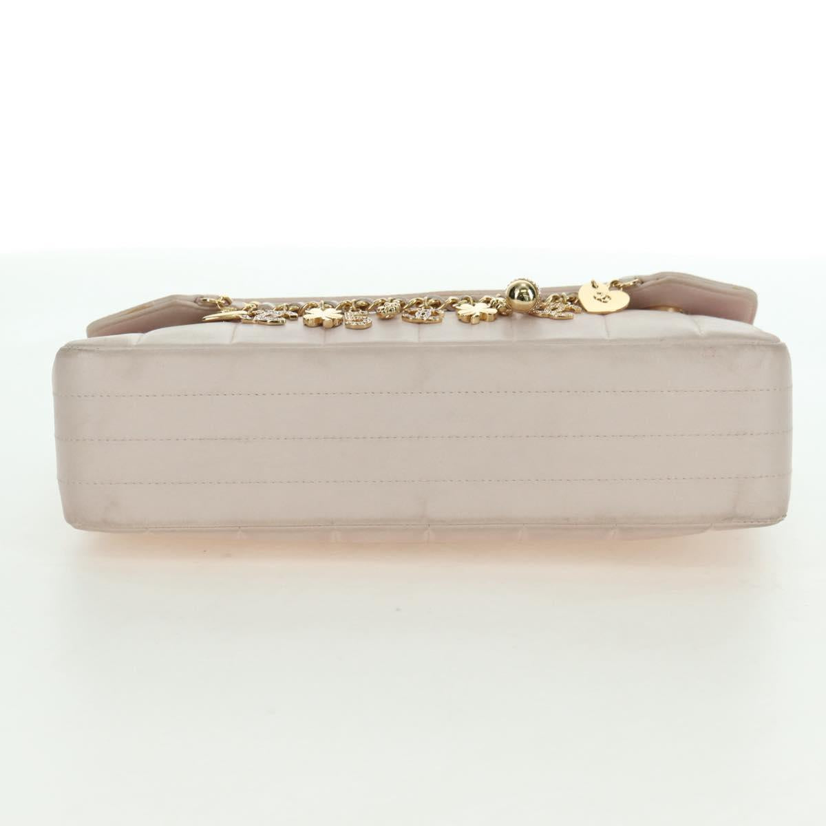 CHANEL Choco Bar Icon Chain Shoulder Bag Lamb Skin Gold Pink CC Auth 179351SV