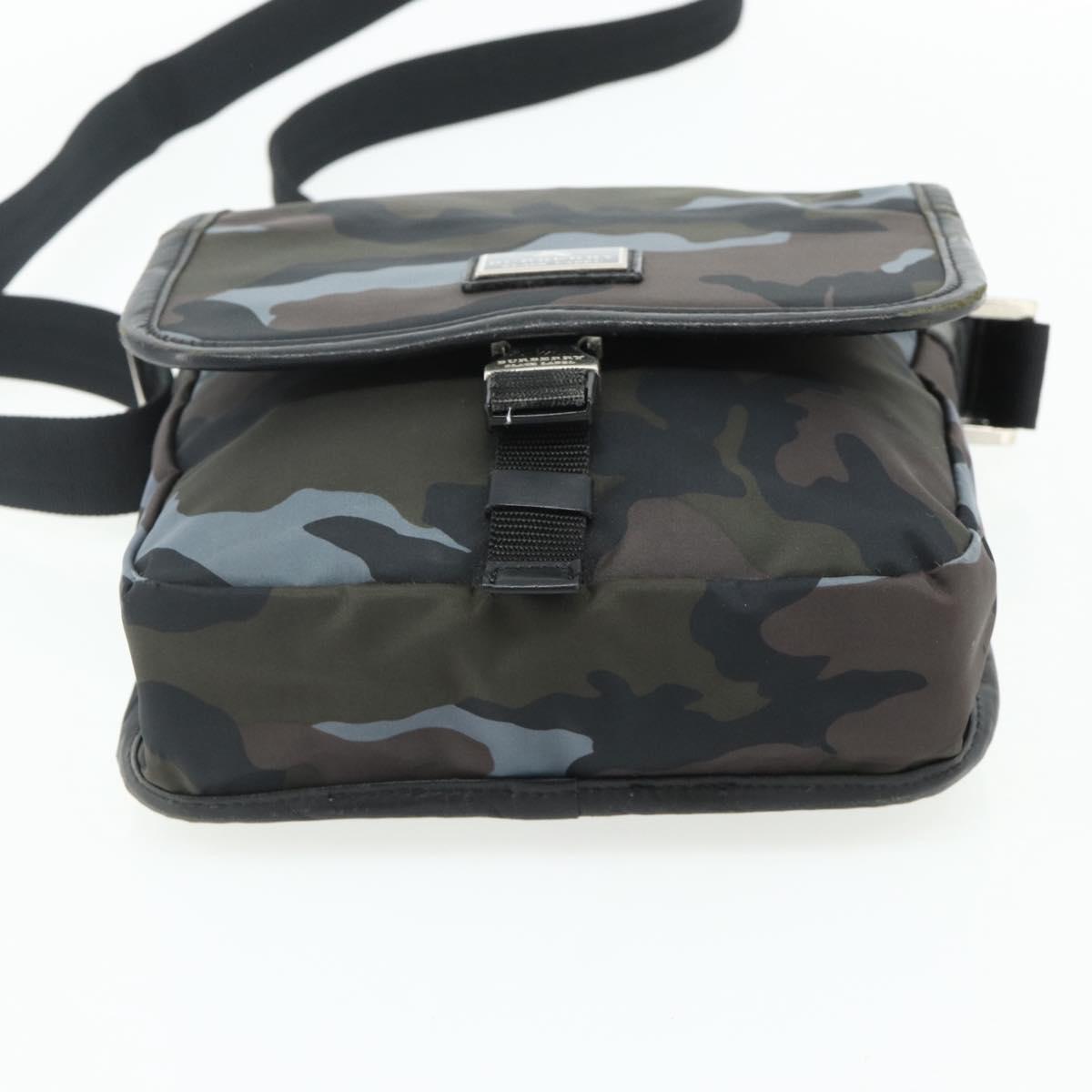 BURBERRY Black label Shoulder Bag Nylon Blue Silver Auth 179352A