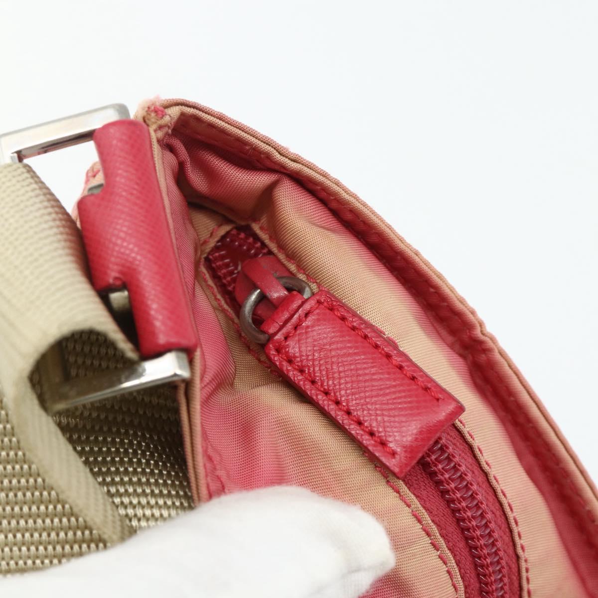 PRADA Shoulder Bag Nylon Pink Silver Auth 179353