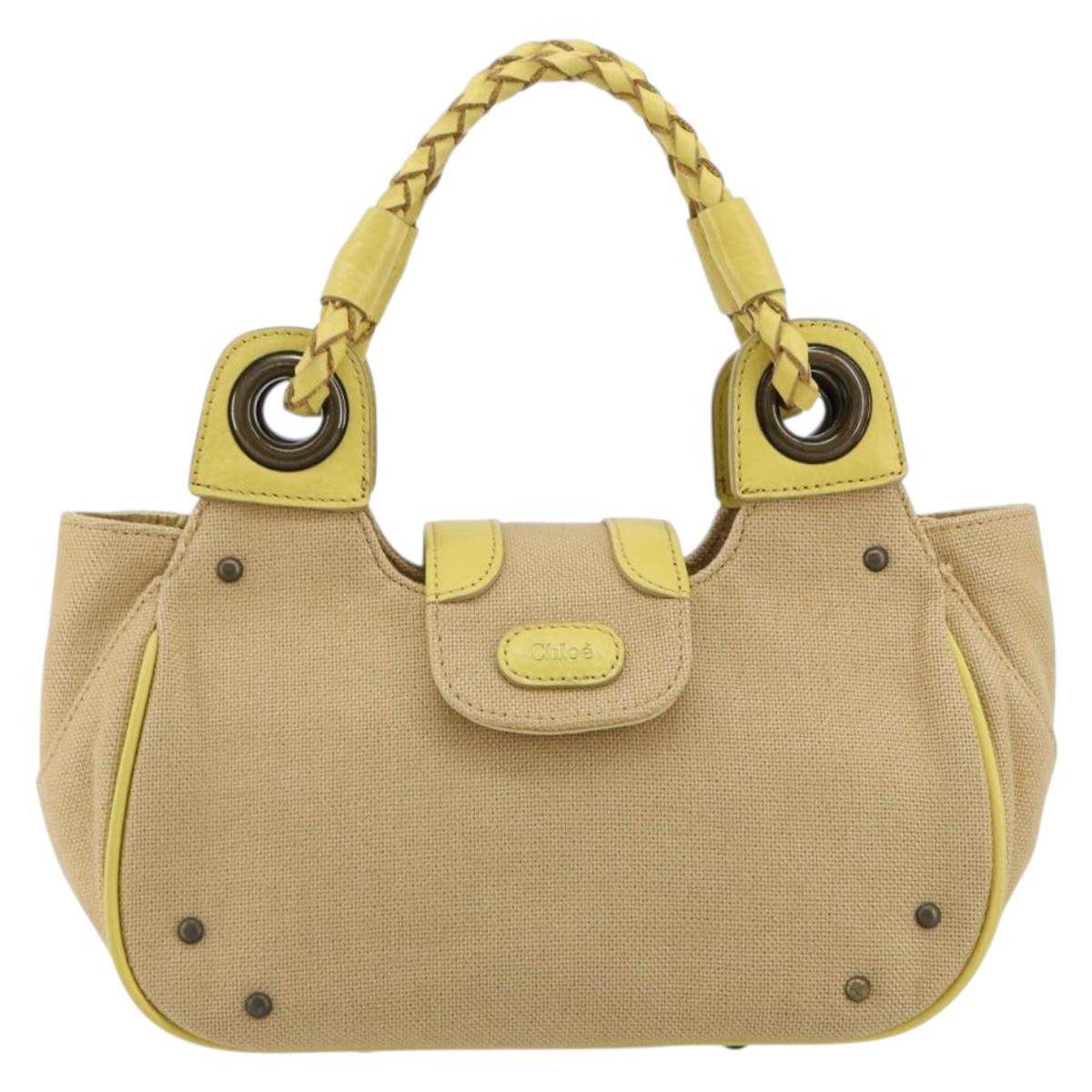 Chloe Hand Bag Canvas Beige Auth 179355A