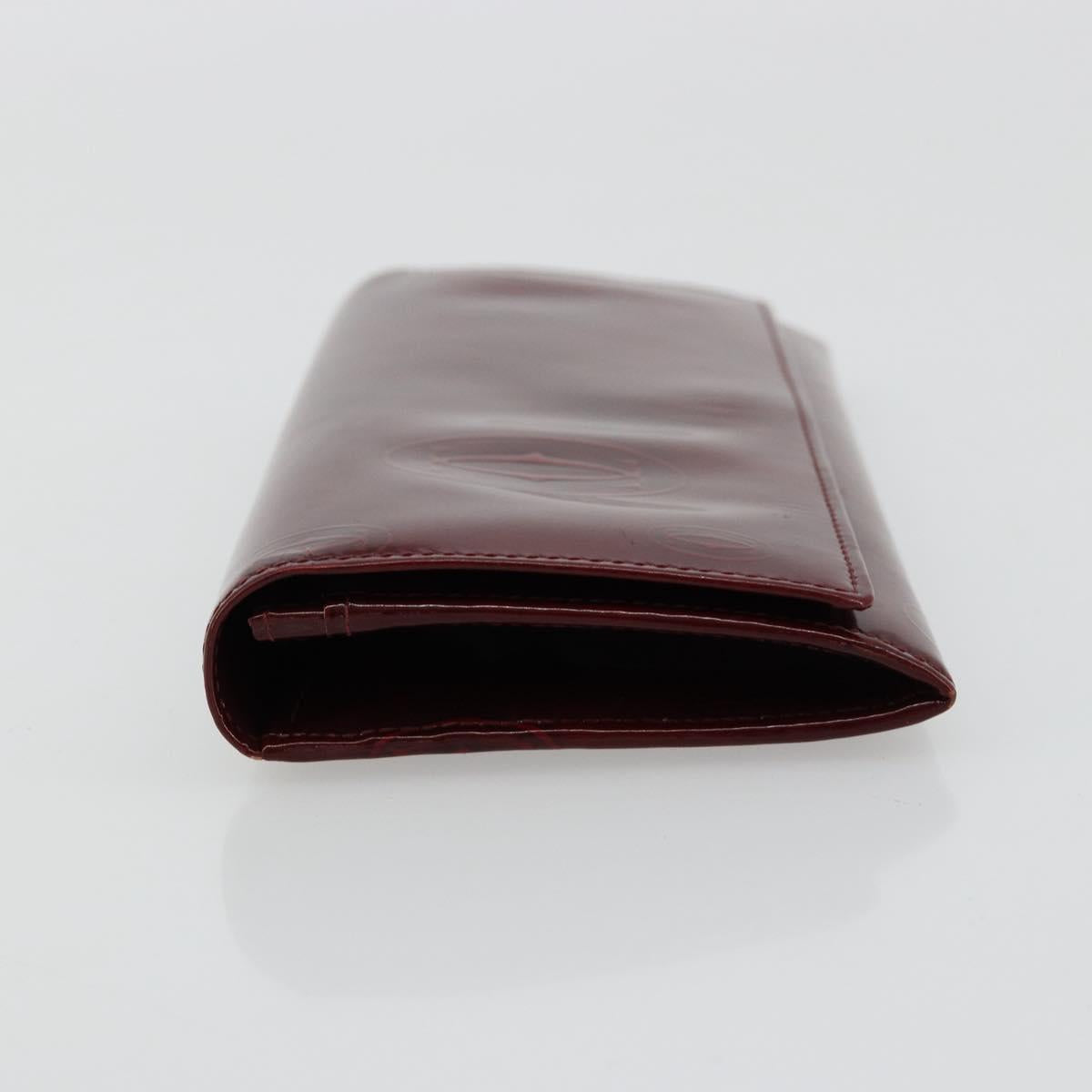CARTIER Happy Birthday Long Wallet Patent leather Red Silver Auth 179364