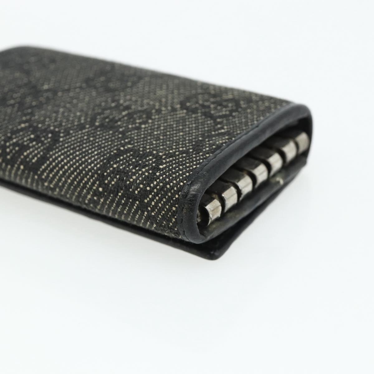GUCCI GG Canvas Key Case Silver Black Auth 179365A