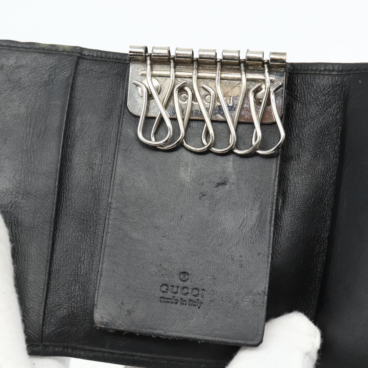 GUCCI GG Canvas Key Case Silver Black Auth 179365A
